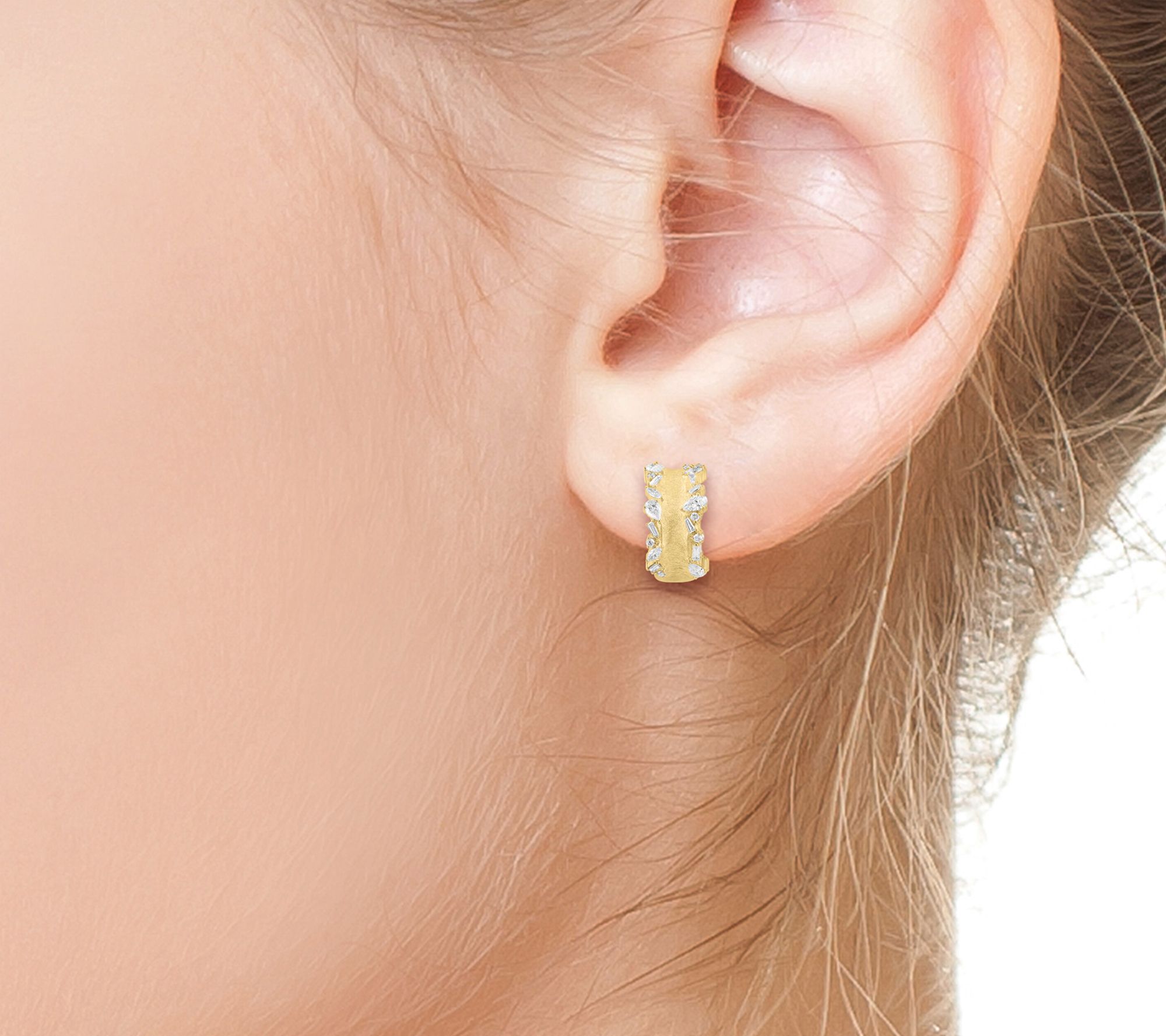 Effy 1.00 cttw Diamond Hoop Earrings, 14K Gold