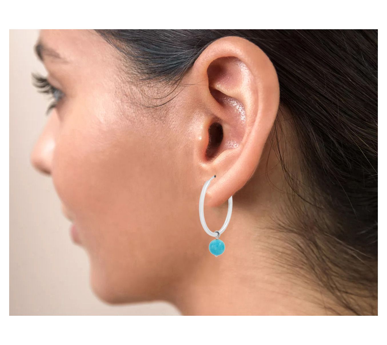 Affinity Gems Sleeping Beauty Turquoise Hoop Earrings,Sterling