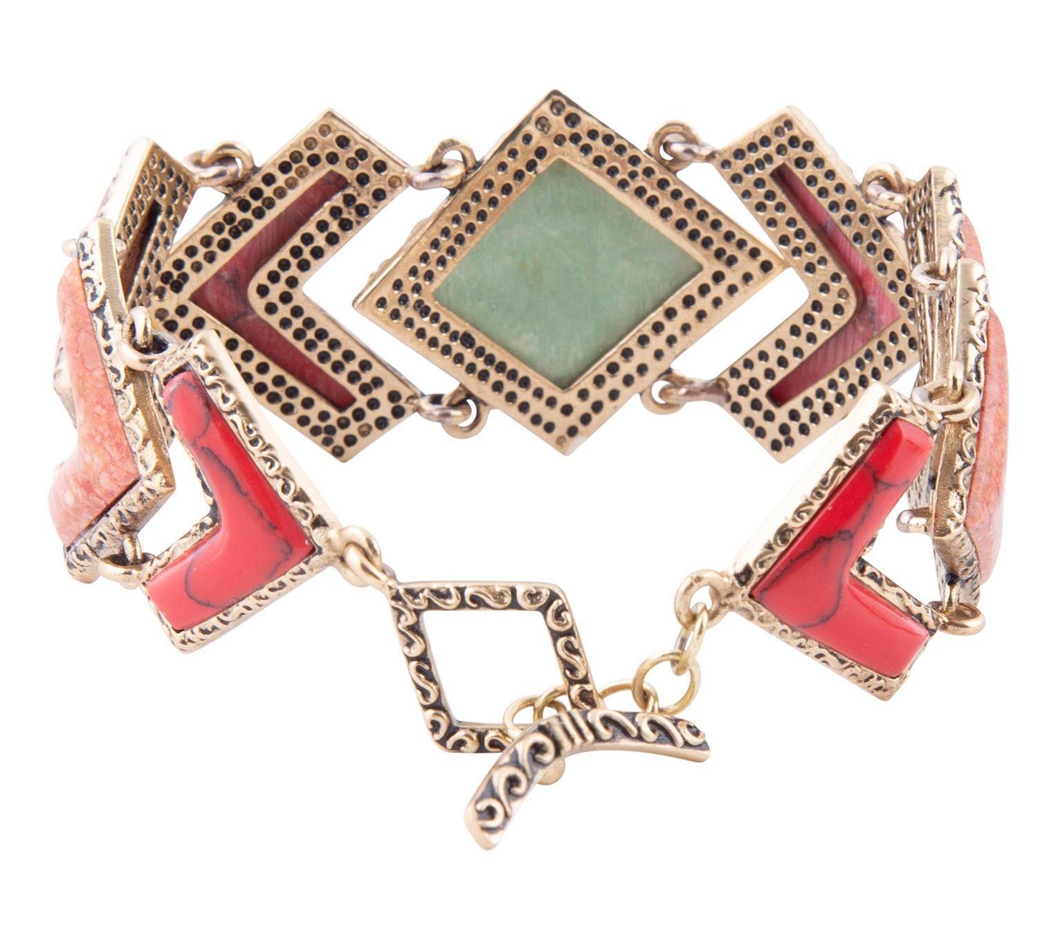 Barse Artisan Crafted Bronze Composite Turquiose Bracelet