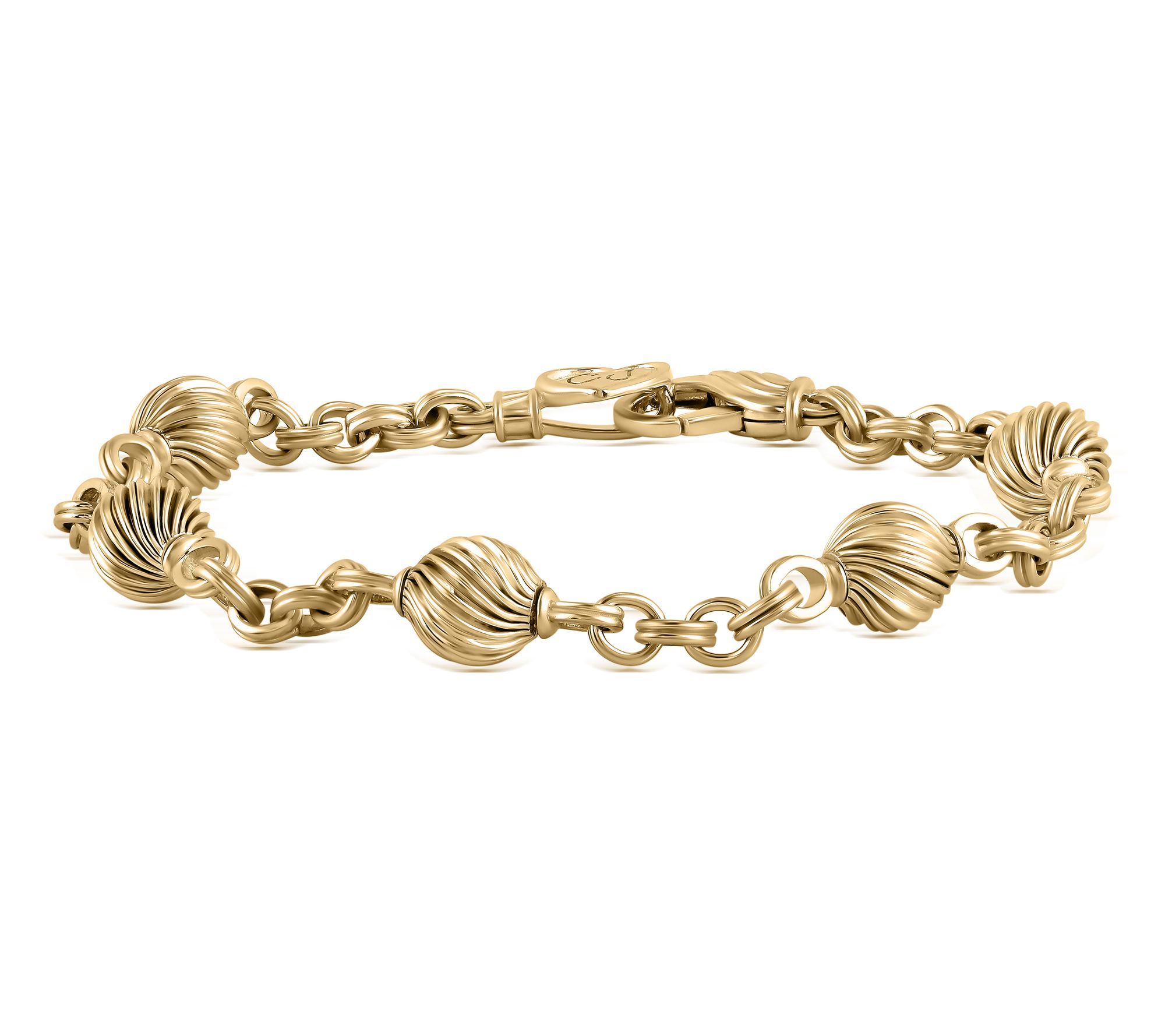 Christian James 14K Gold Clad Bead Station RoloLink Bracelet
