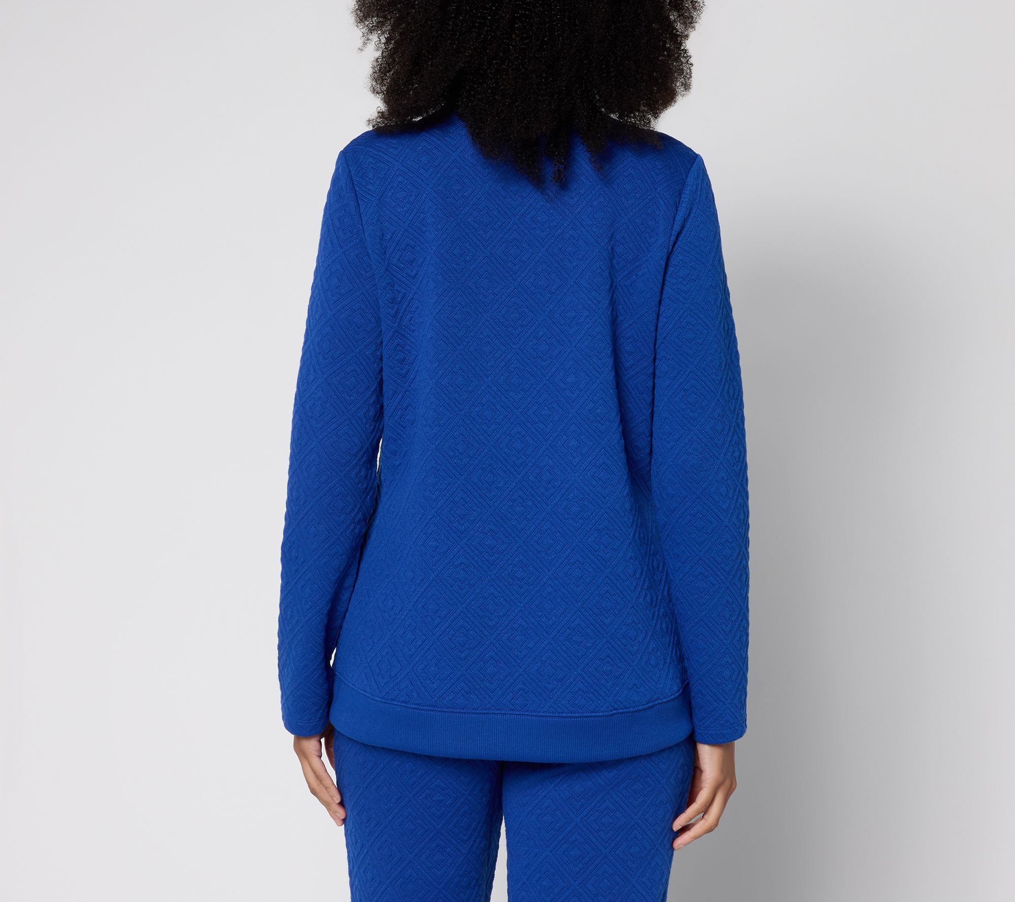 Denim & Co. Active Patterned Jacquard Mock Neck Top