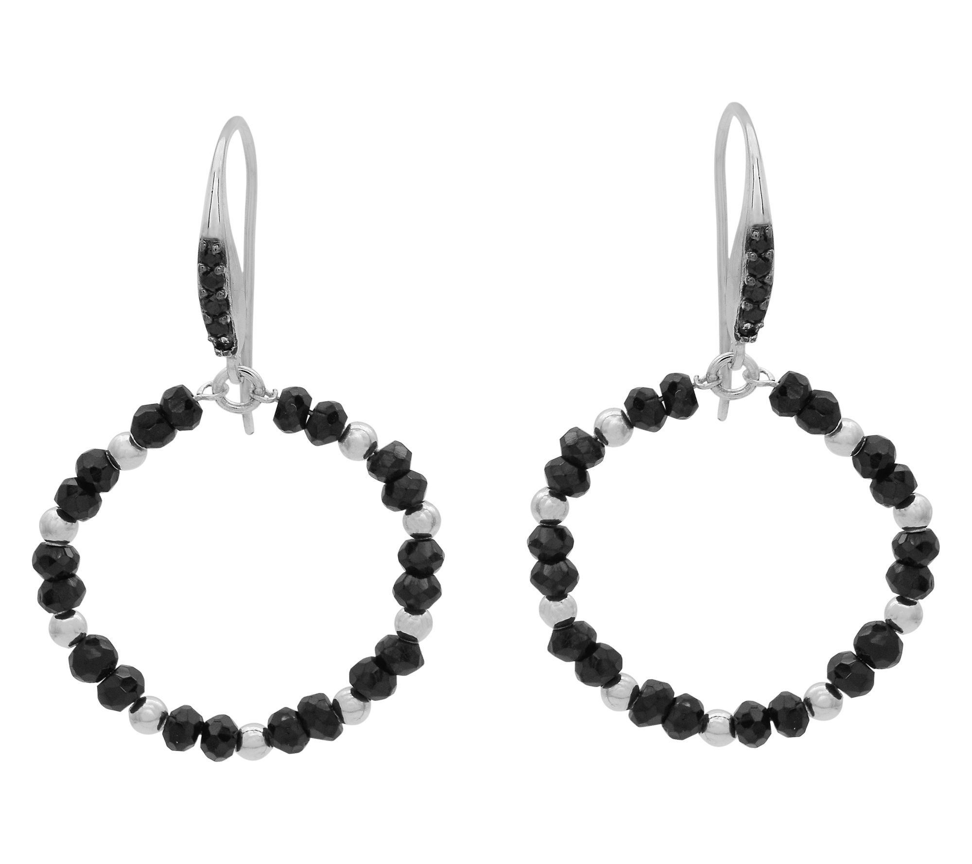 Affinity Gems Black Spinel Circle Earrings, Sterling