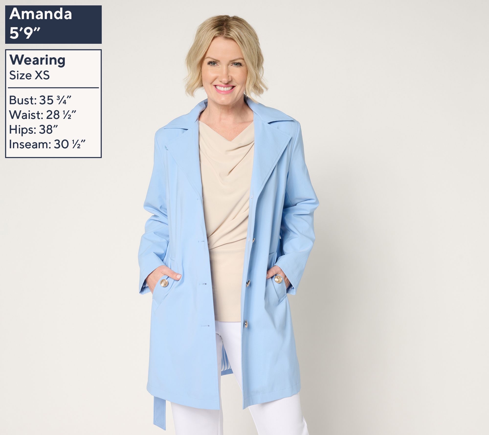 Dennis Basso Regular Water Resistant Trench Coat with Hood