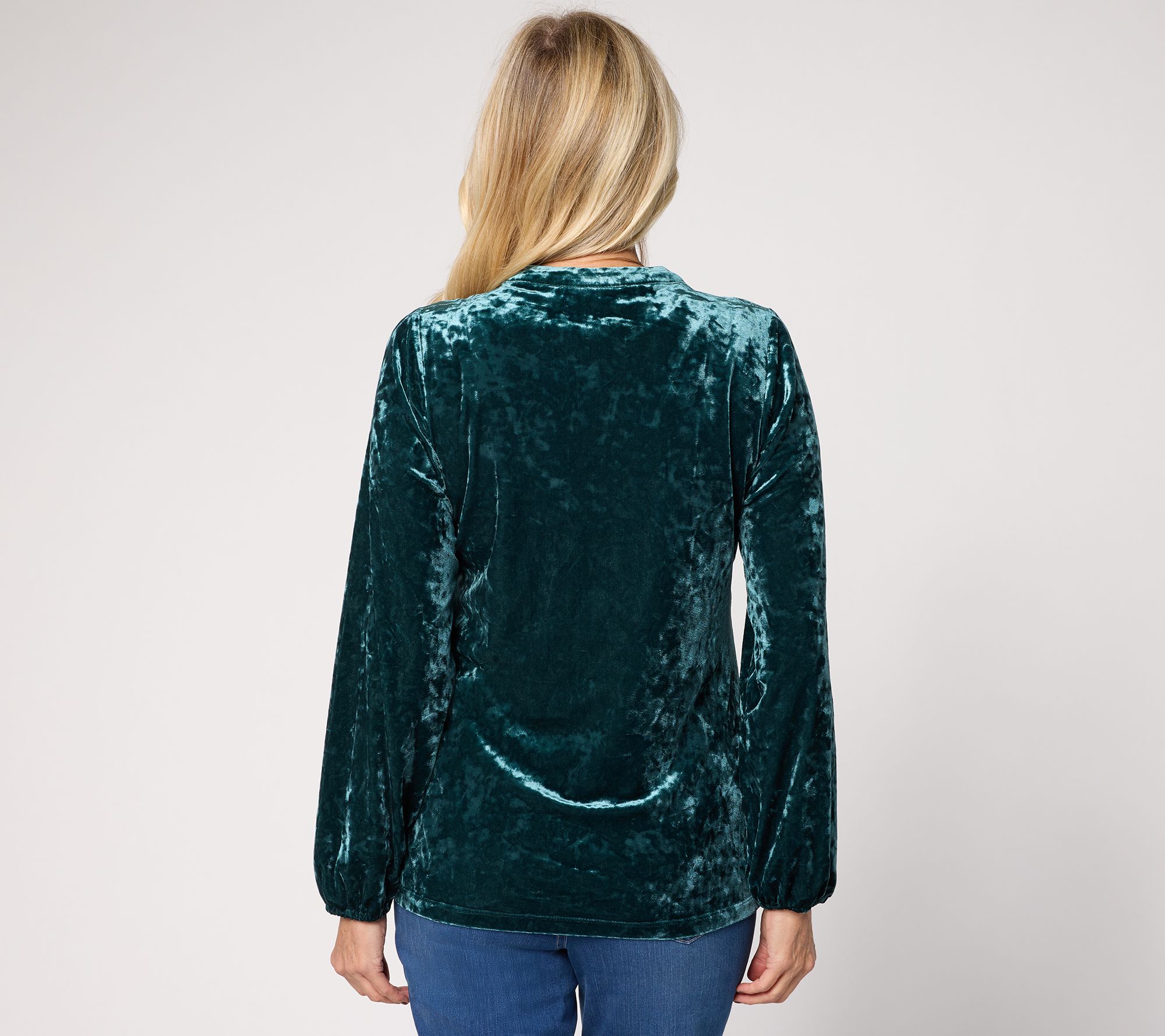 Belle Boho by Kim Gravel Crushed Velvet Embroidered Top