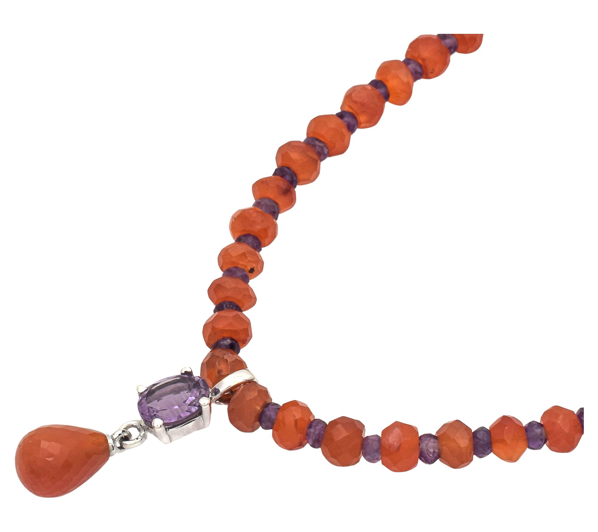 Affinity Gems Carnelian & Amethyst Necklace, Sterling Silver