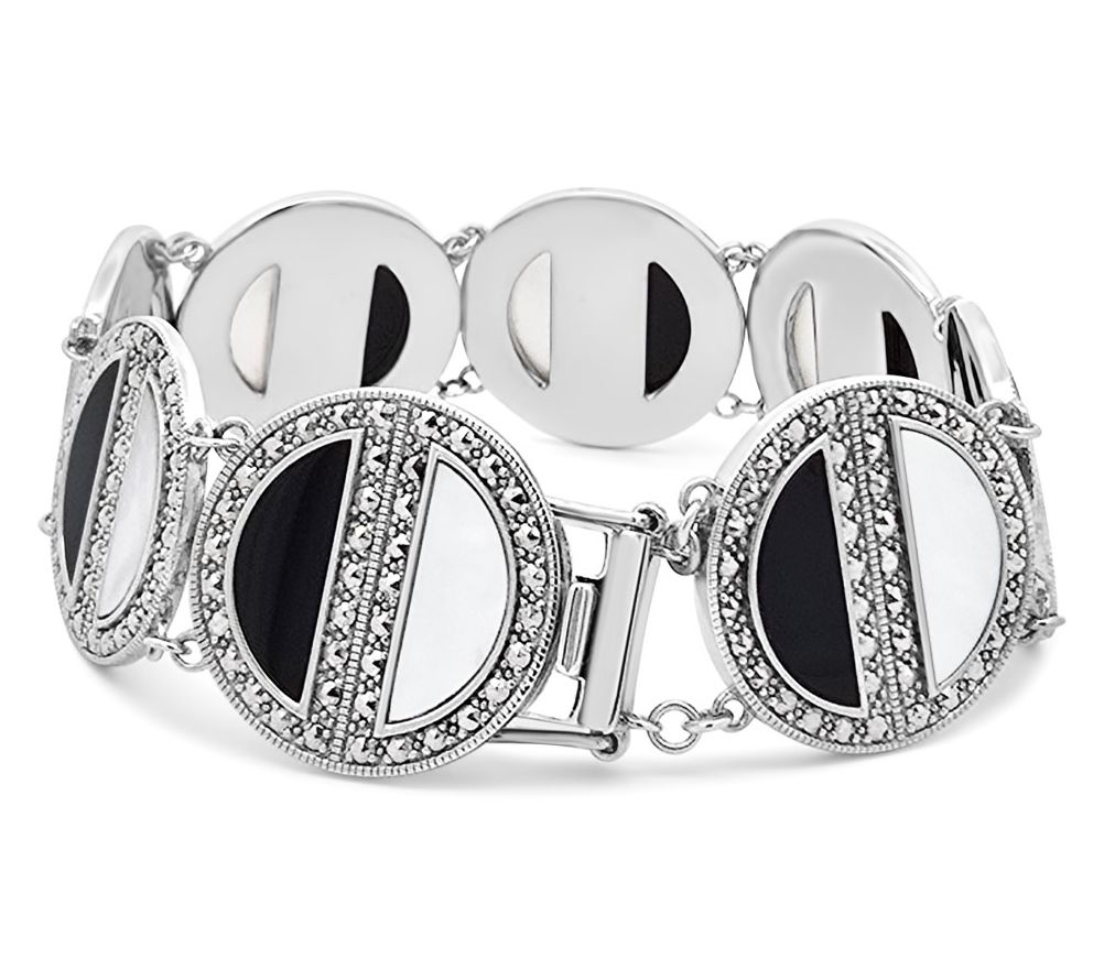 Dallas Prince Sterling Chrome Marcasite Deco Dreams Bracelet