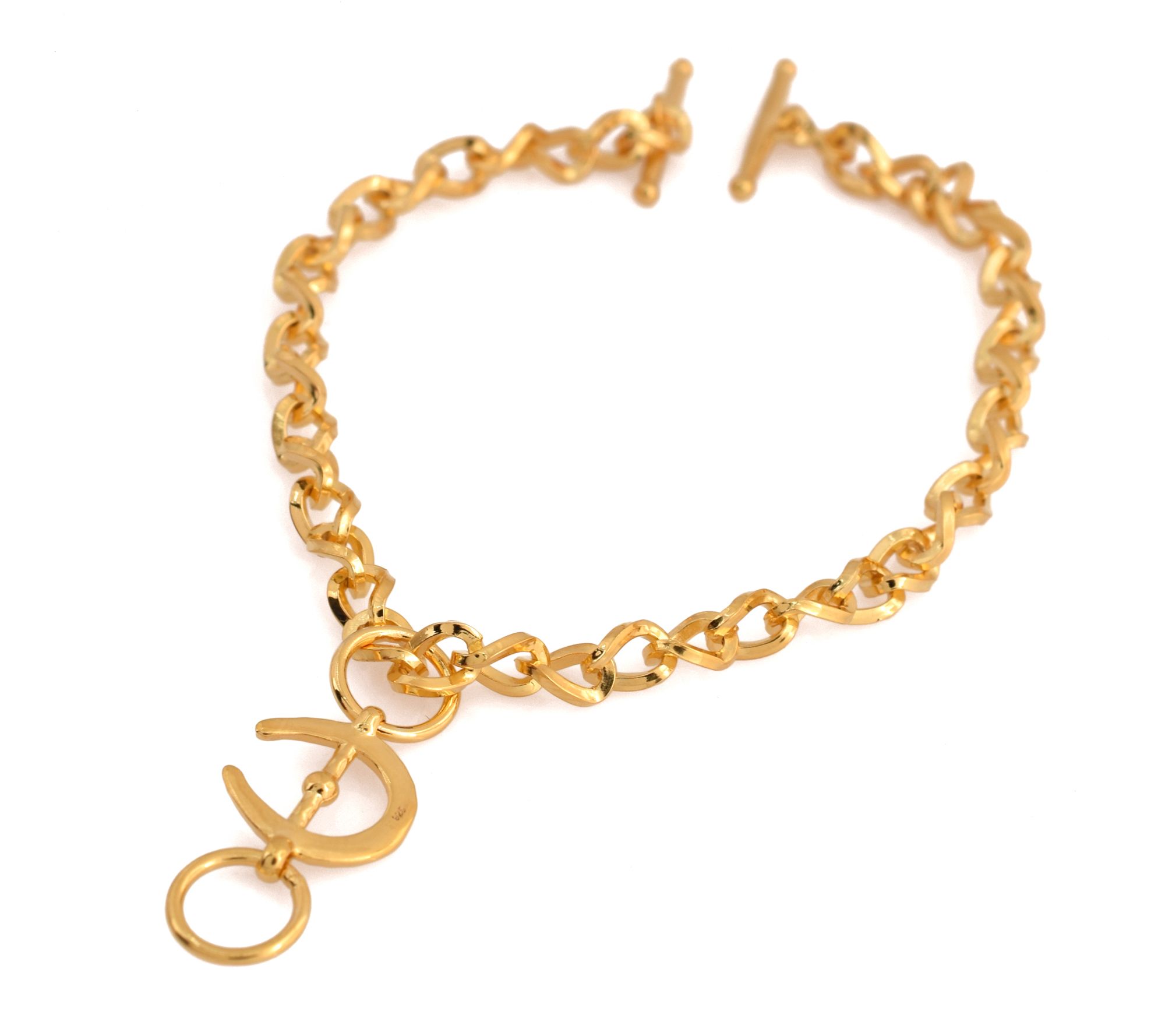 14K Gold Plated Curb Link Toggle Bracelet