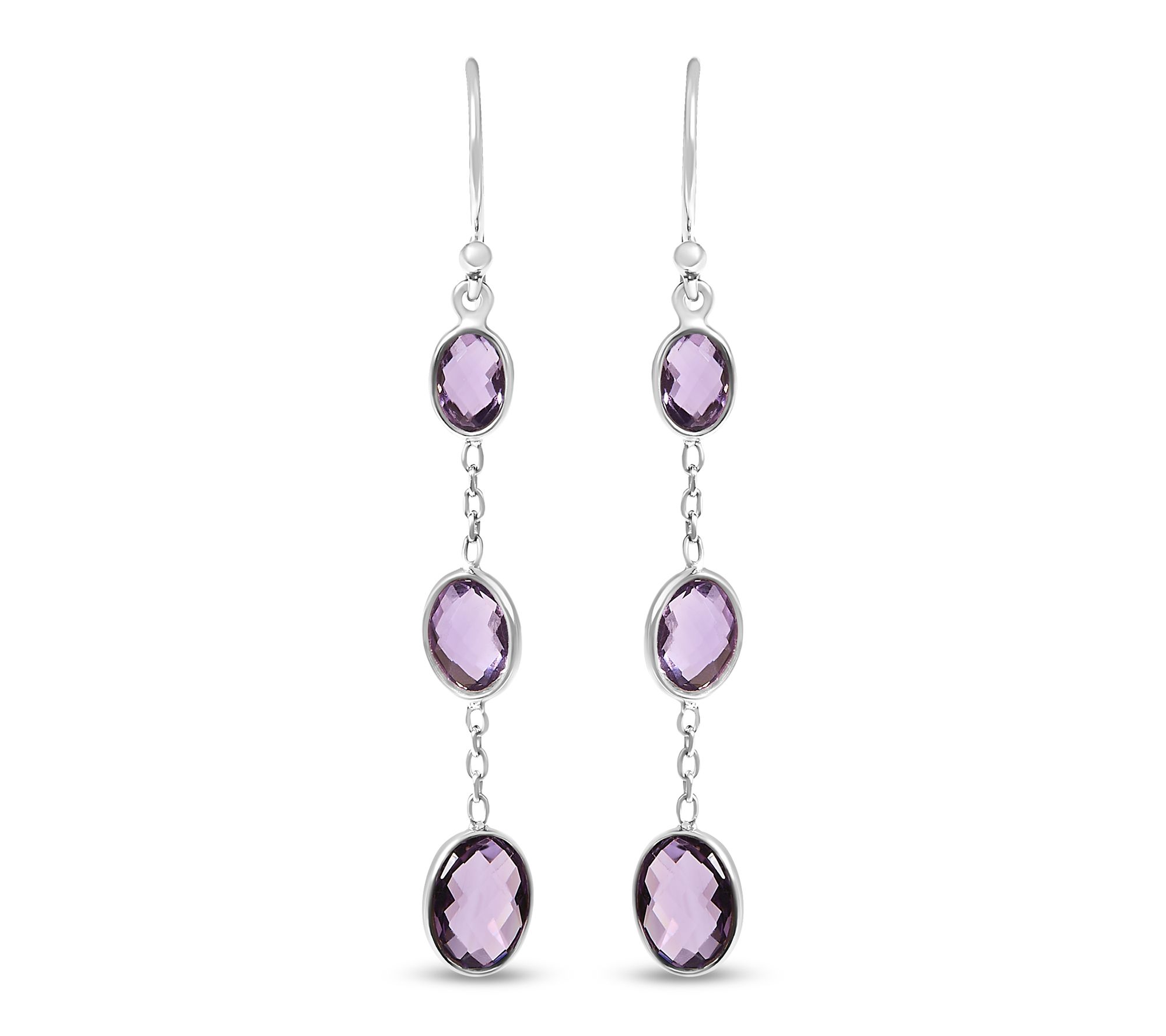 Haus of Brilliance Amethyst Dangle Earrings, Sterling Silver