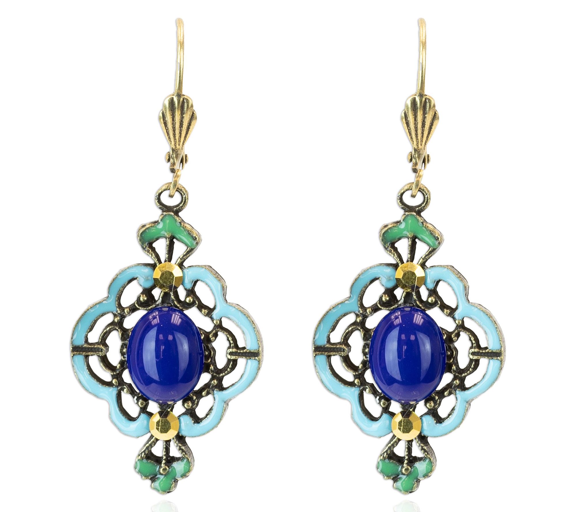 Anne Koplik Blue Crystal Revival Dangle Earrings