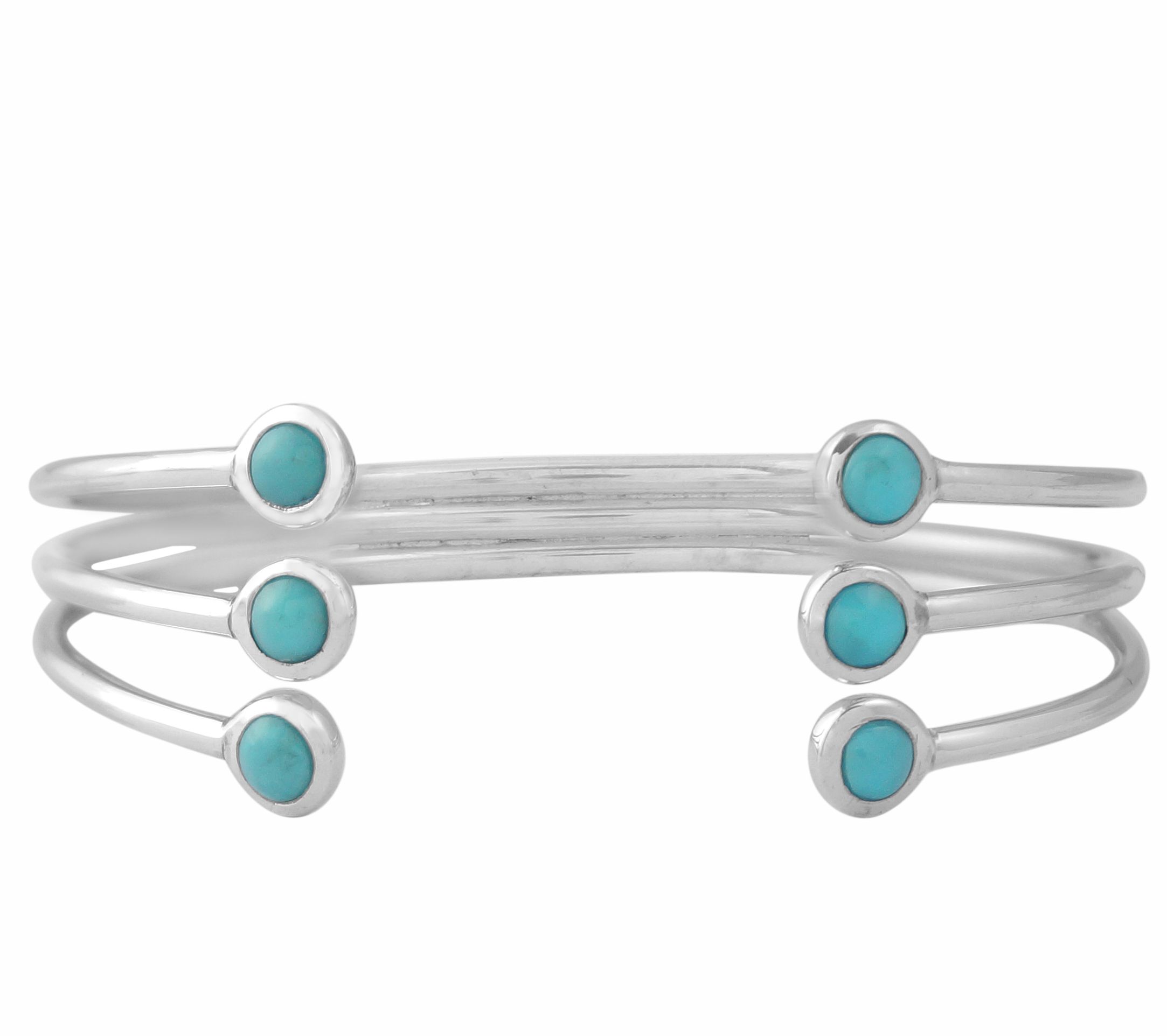 Sterling Turquoise Triple Row Cuff Bracelet