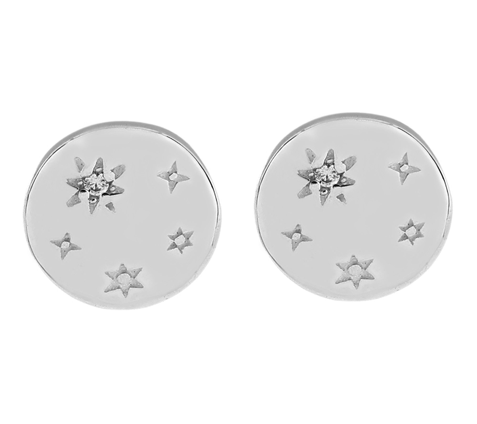 Diamonique Disc Stud Earrings, Sterling Silver