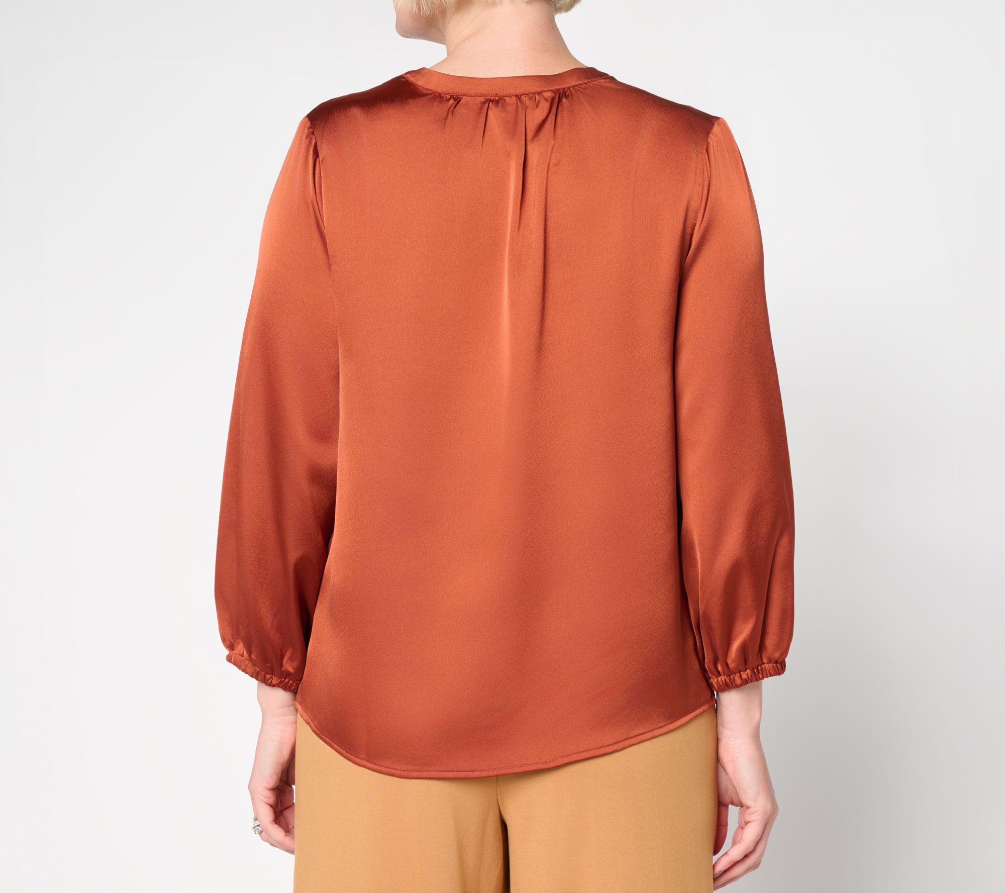 by Stacy London Satin Draped Front Blouse