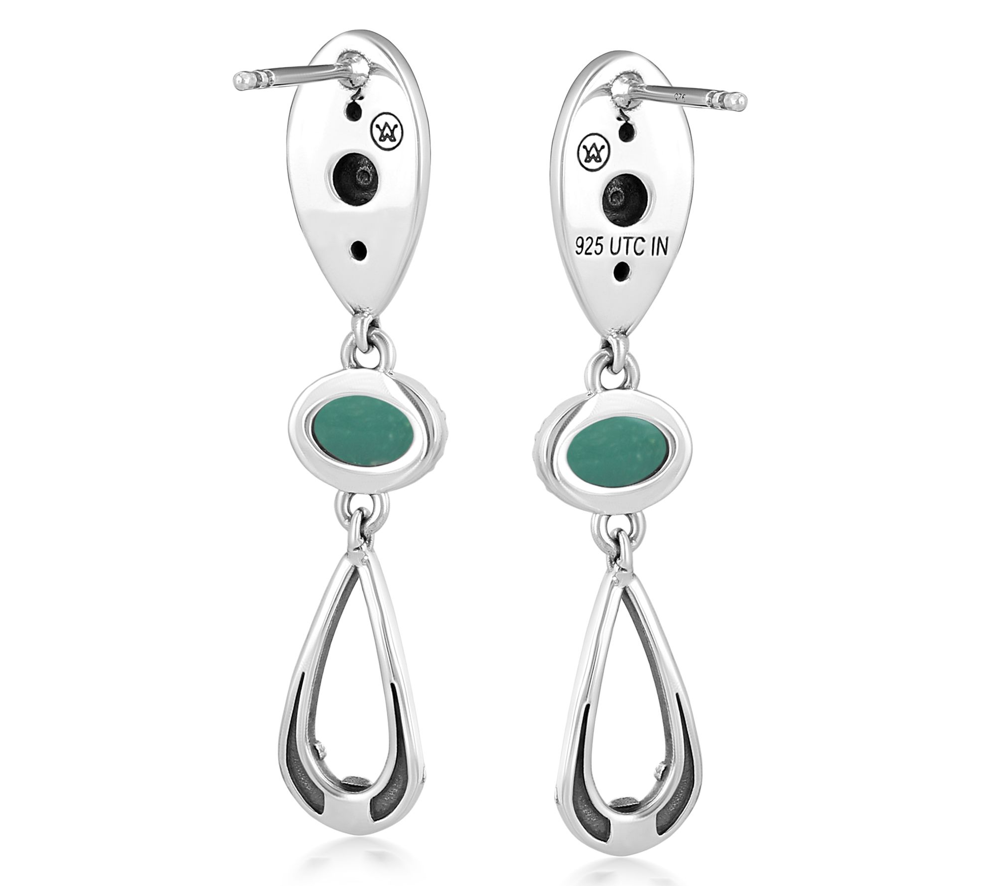 American West Sterling Teardrop Double Loop Gemstone Earrings