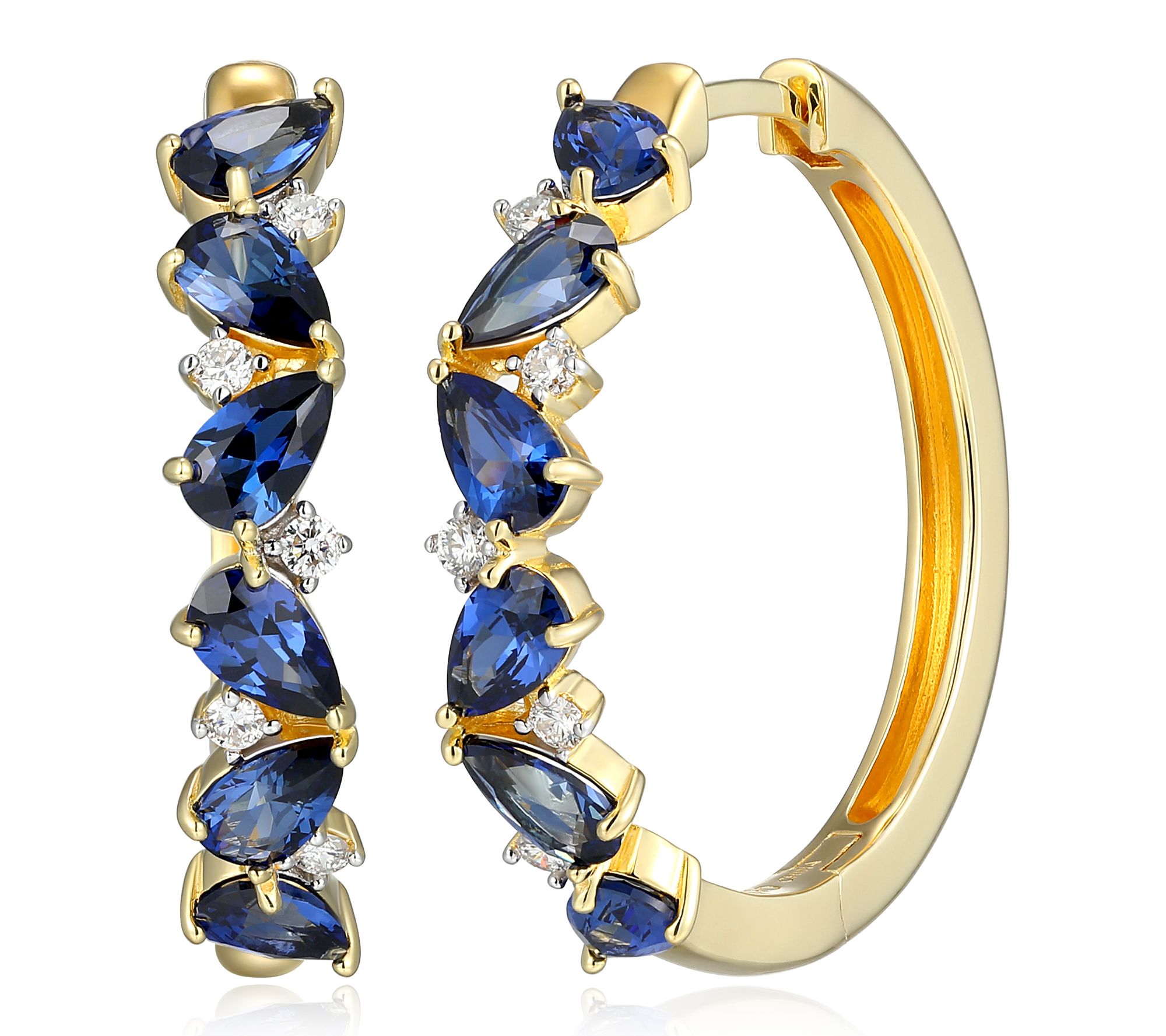 LuxLab Grown Gemstone & Diamond Hoop Earrings,18K Gold Plated