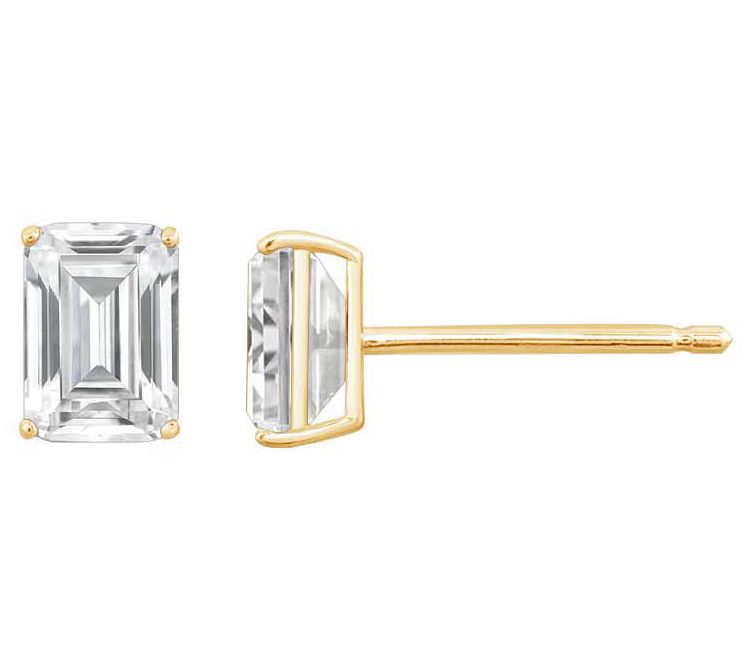 Diamonique 2.00 cttw Stud Earrings, 14K Gold