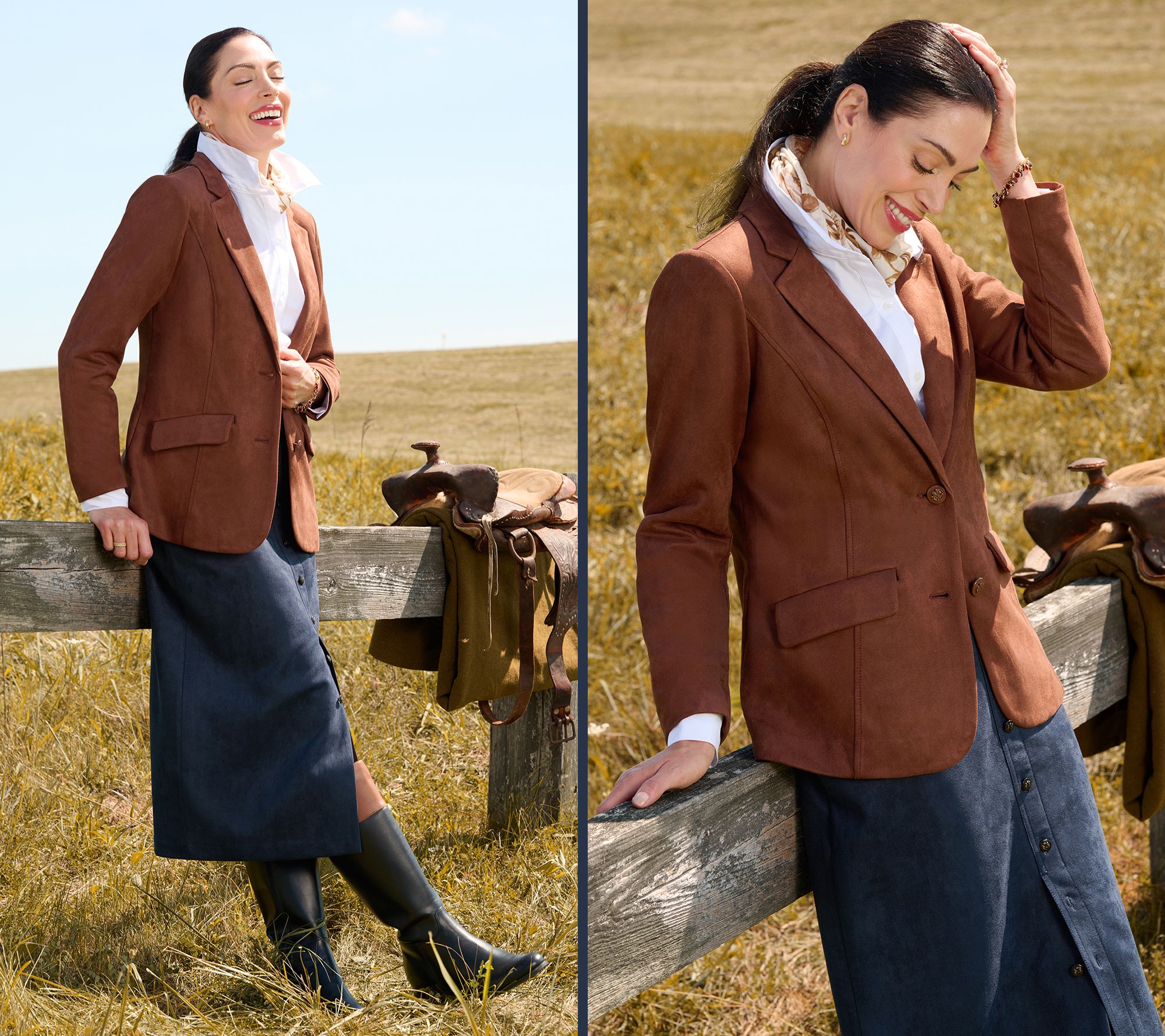 Isaac Mizrahi Live! Petite Estate Stretch Faux Suede Blazer w/Lining