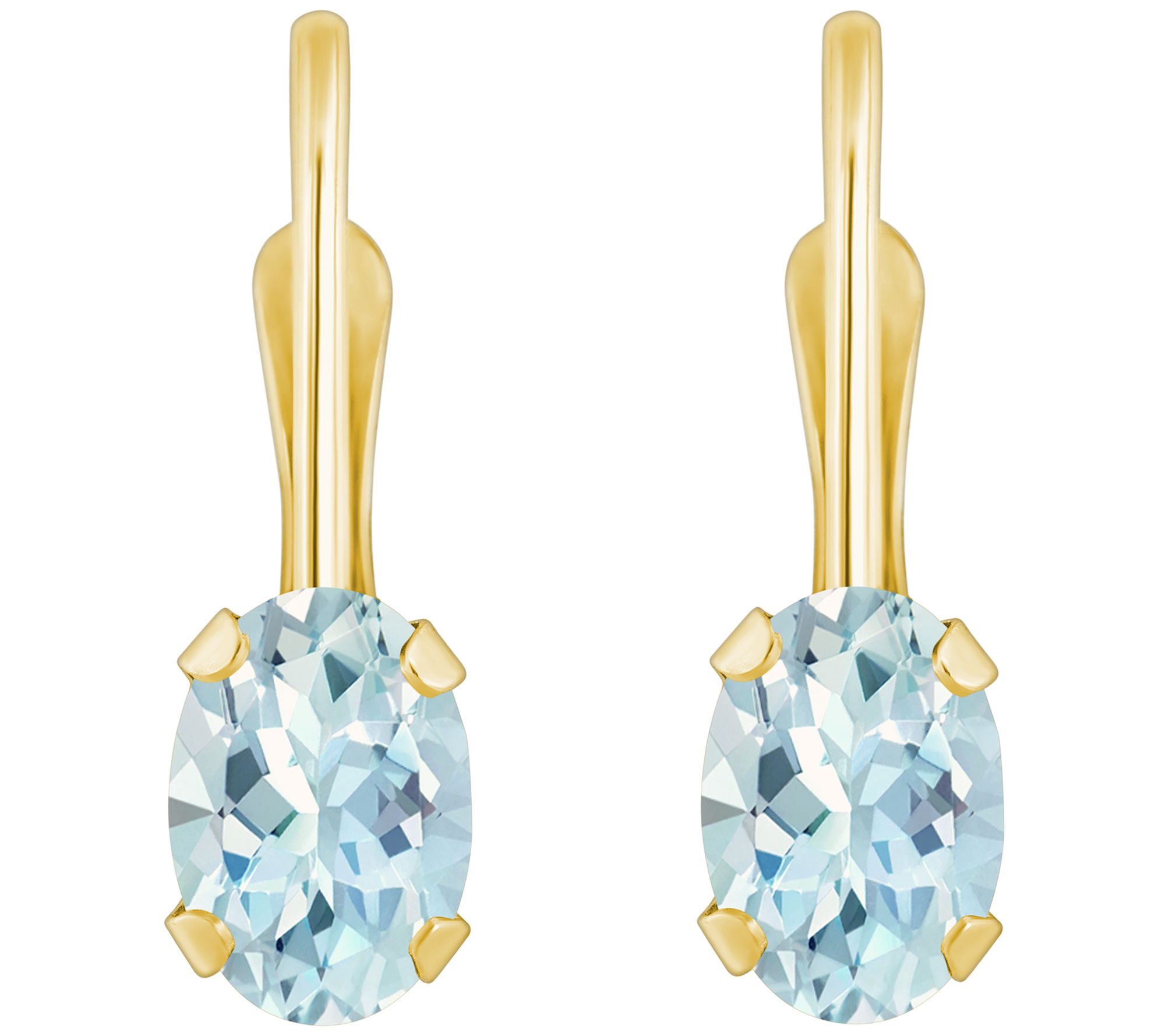 Affinity Gems Oval Aquamarine Leverback Earrings, 10K Gold