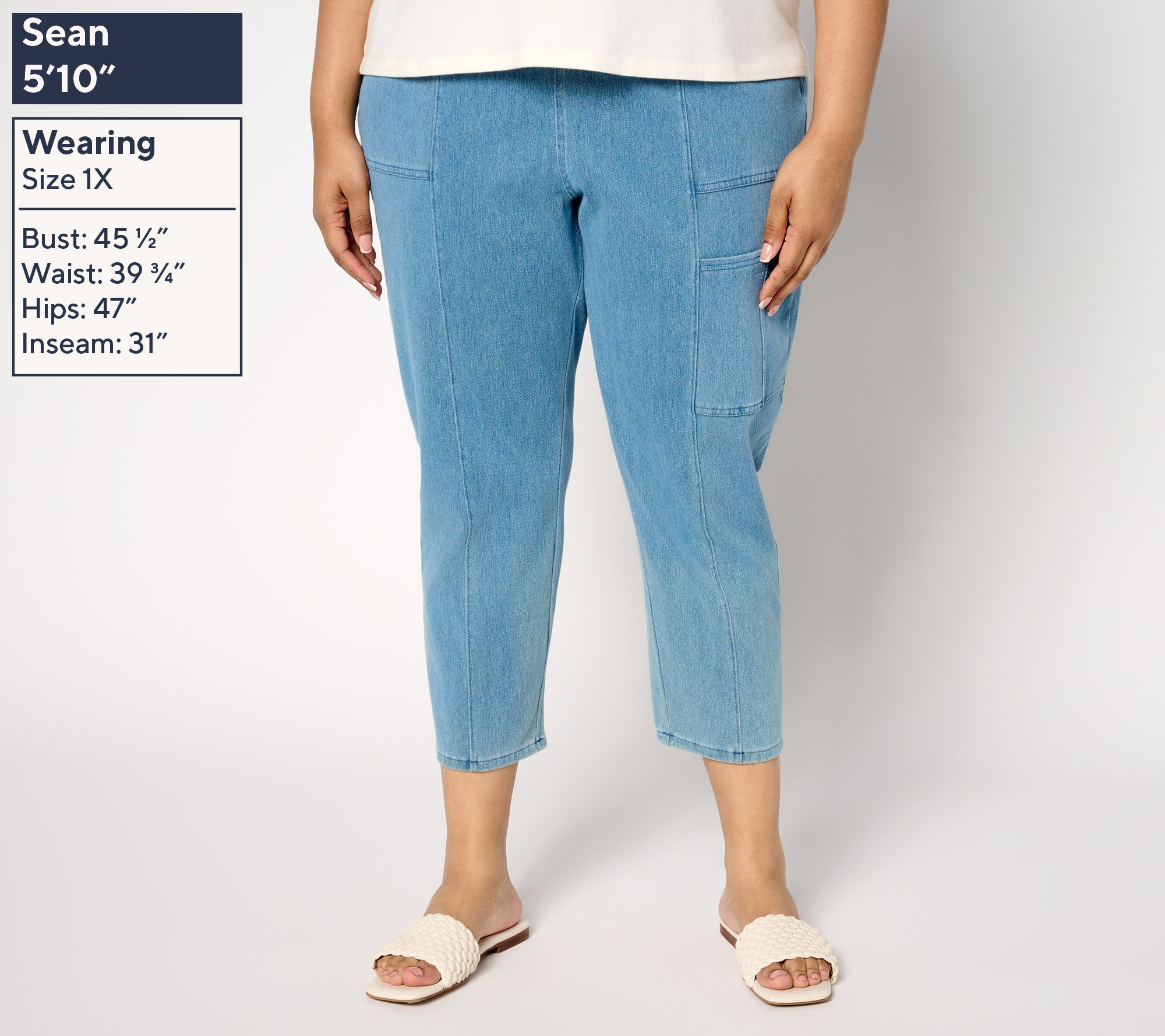 Denim & Co. Regular Comfy Knit Air Tapered Cargo Crop Pant