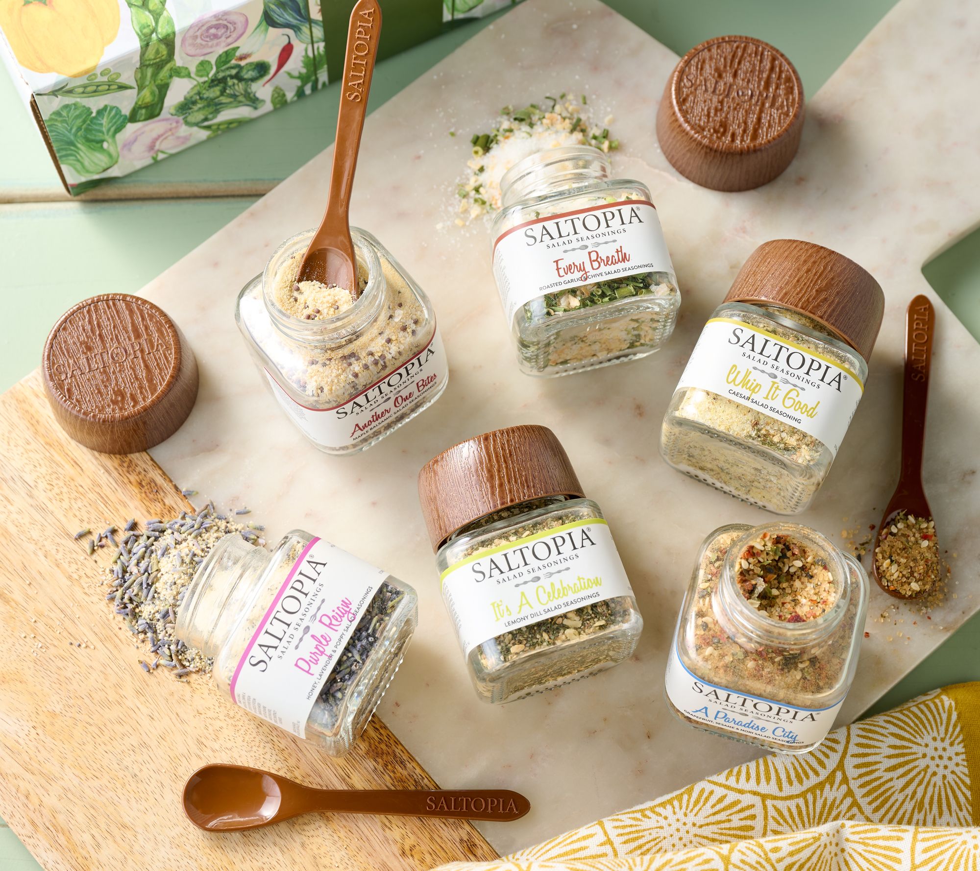 Saltopia (6) 3.4-oz Summer Salad Seasonings & Recipe Booklet