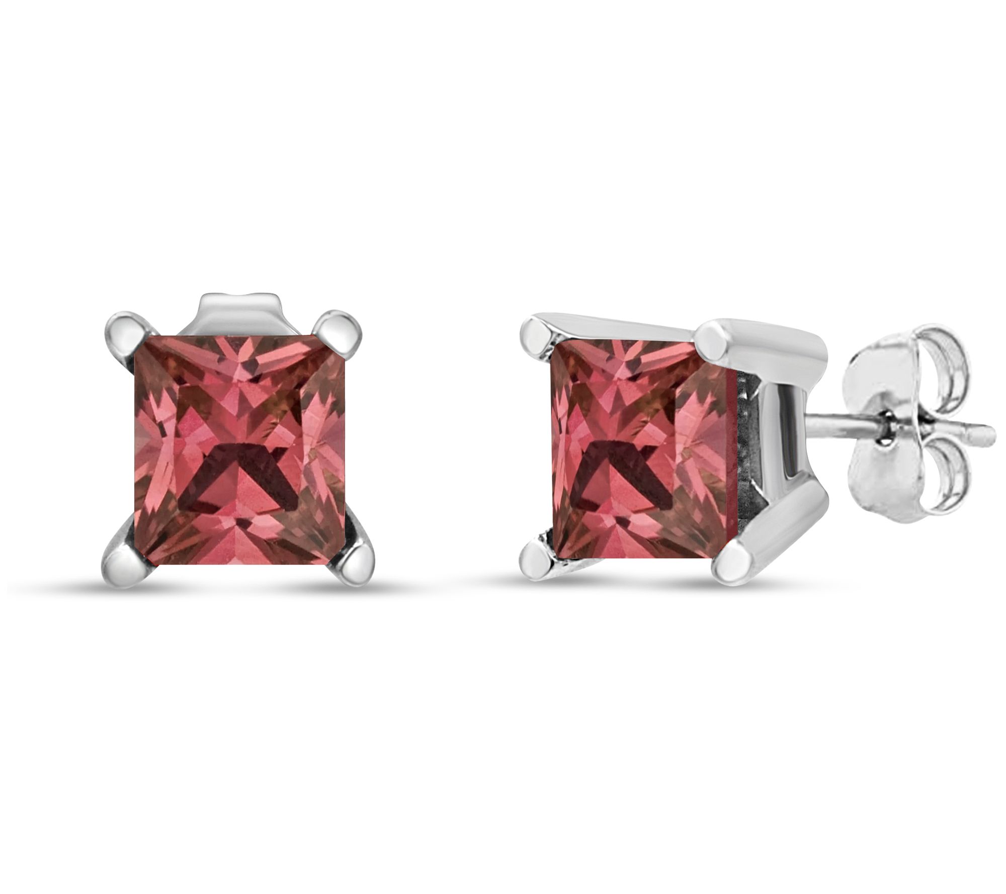 Haus of Brilliance Princess Lab-Grown Pink Diamond Earrings