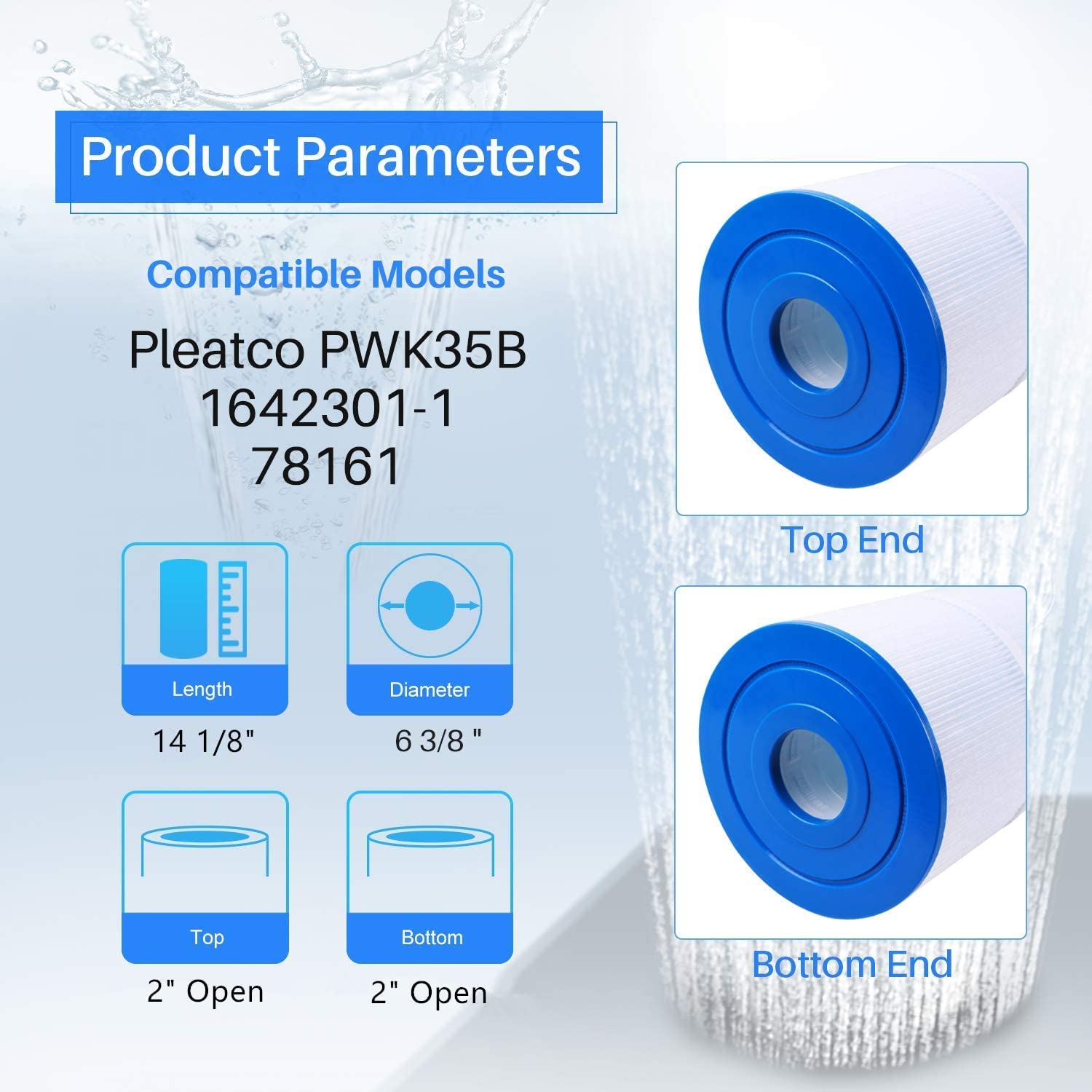 POOLPURE PWK35B Filter Replaces Watkins 1642301-1, 78161, 78286, Hot Spring Limelight Series Filter Cartridge 1PACK