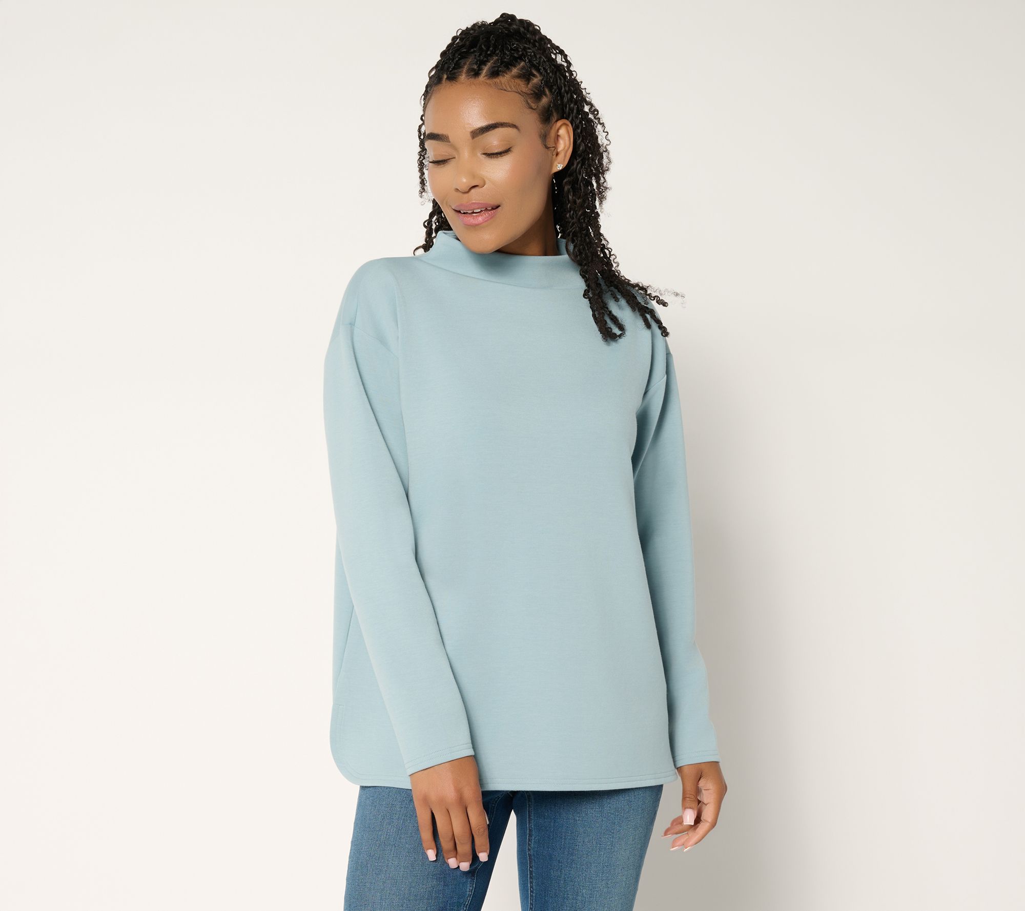 Martha Stewart Signature Comfort Stretch Modern Funnel Neck Top