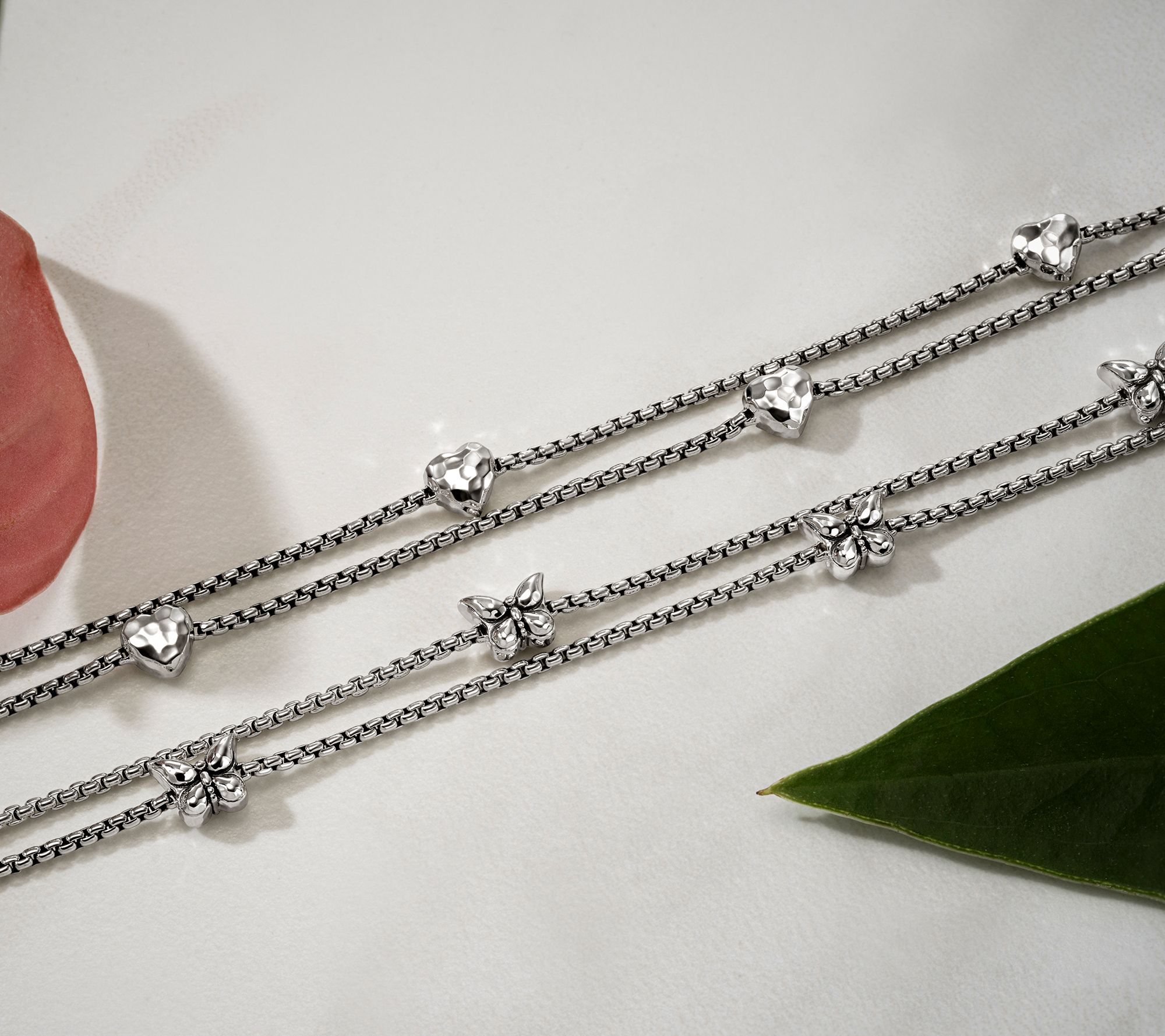 JAI Sterling Silver Baby Box Chain Symbols of Love Bracelet, 9.5g