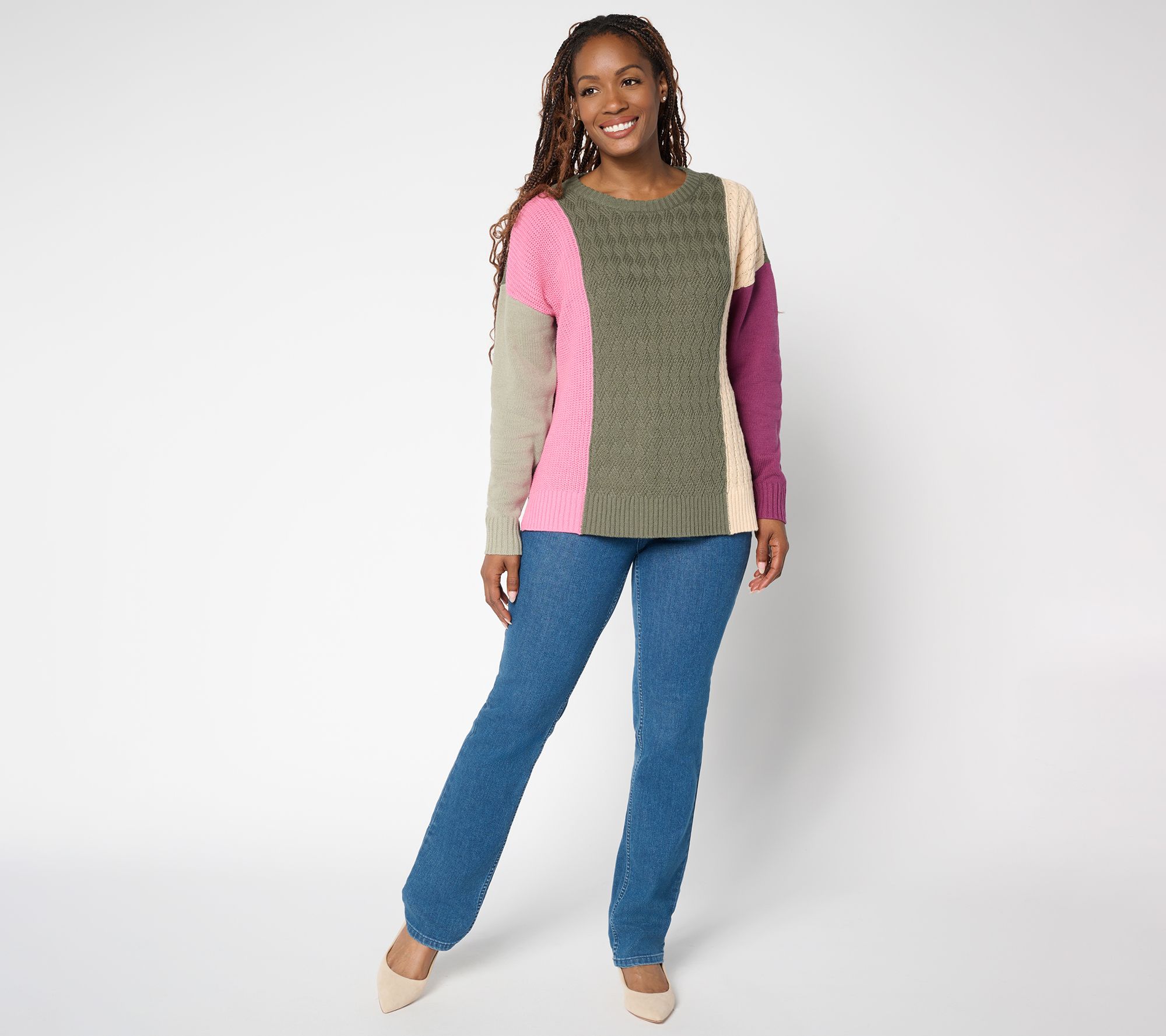 Belle by Kim Gravel Tri Textured Color Block Sweater