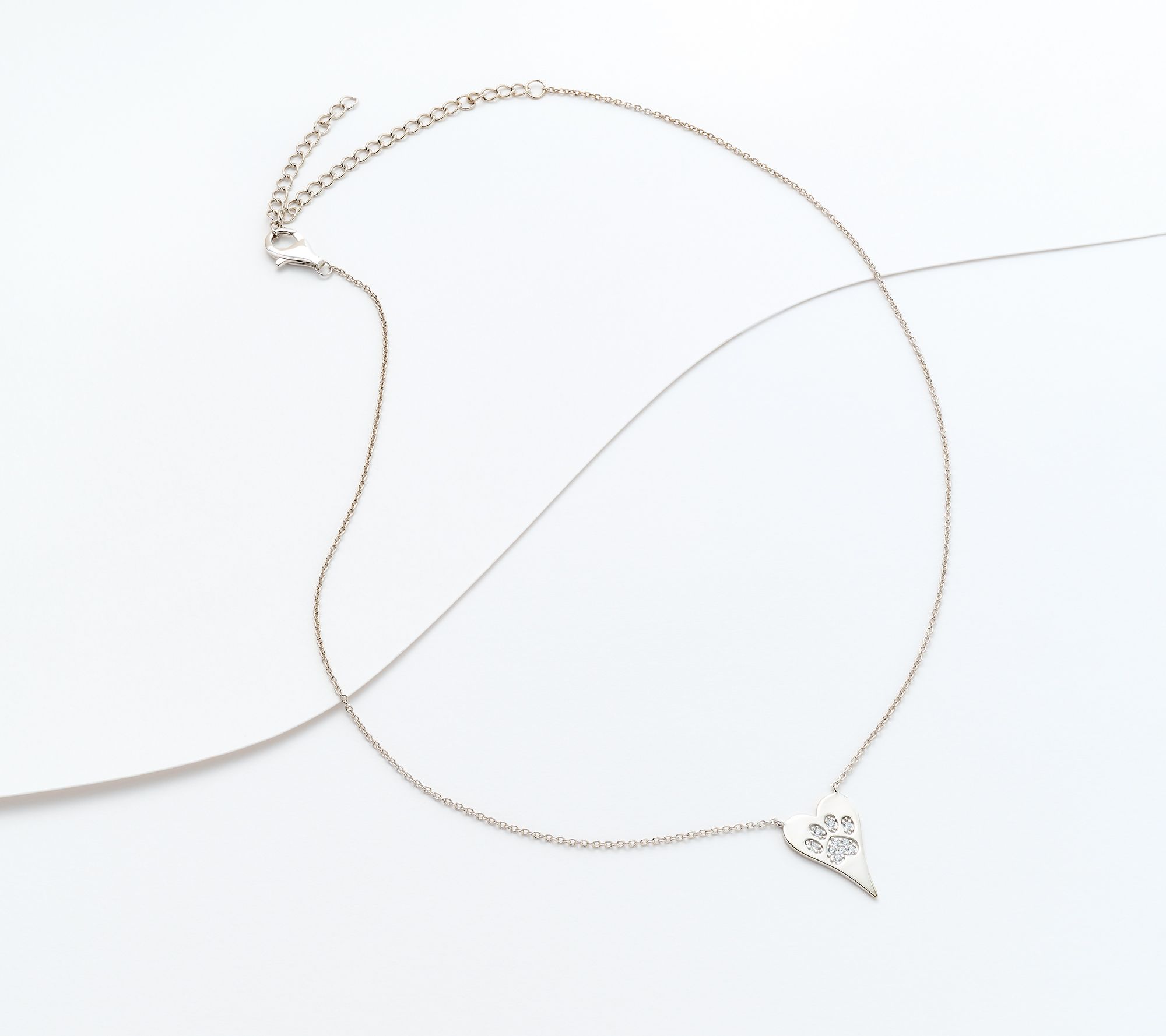 Diamonique x Jennifer Miller Heart Motif Necklace, Sterling Silver