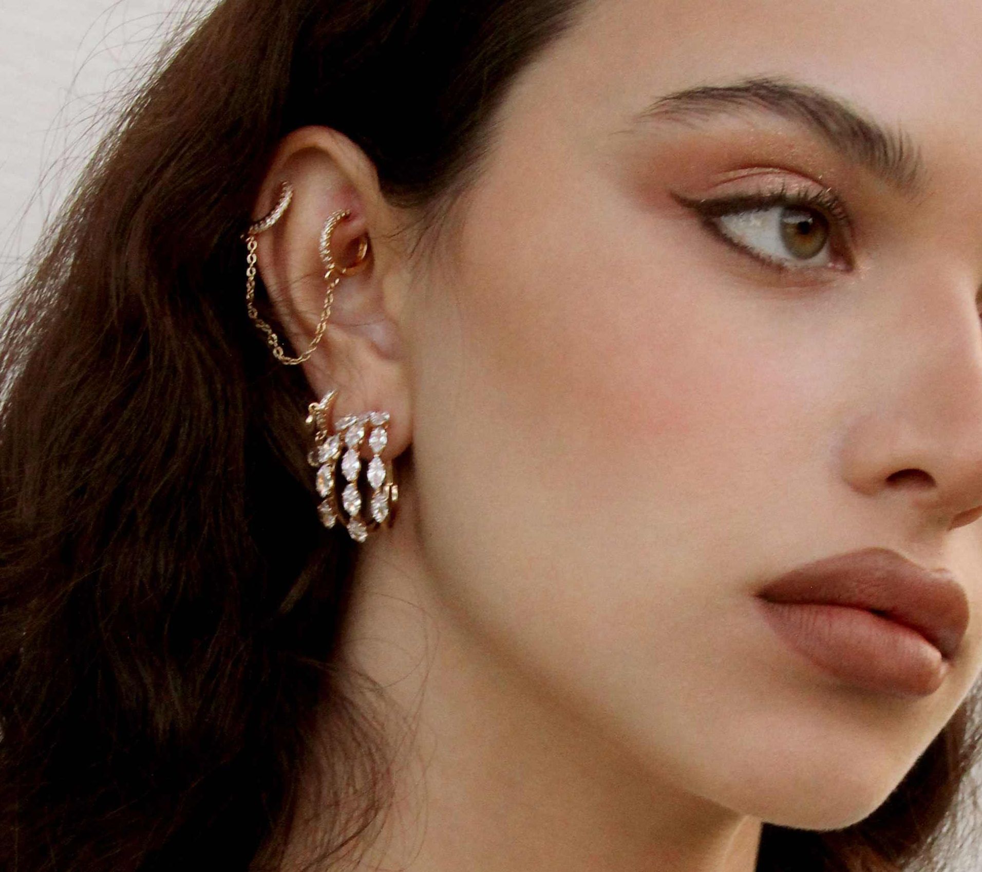 Ettika Marquis Cut Multi-Row Hoop Earrings