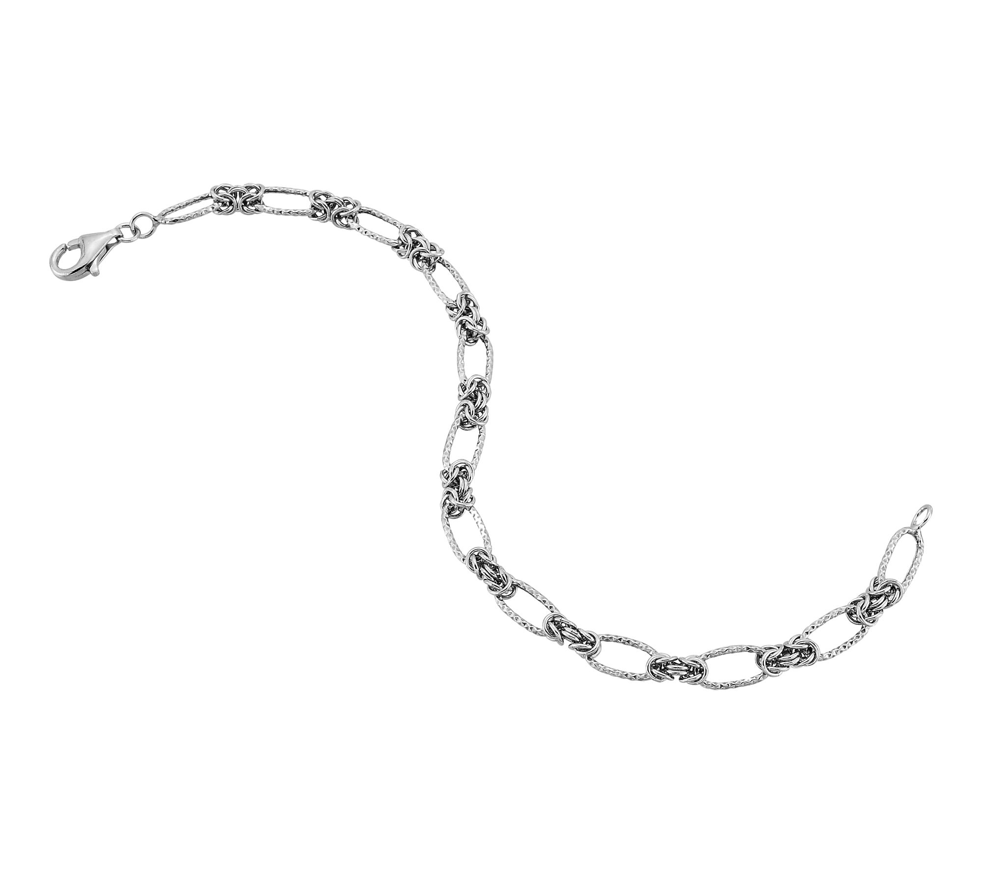 Silver Style Byzantine & Diamond Cut Bracelet,Sterling