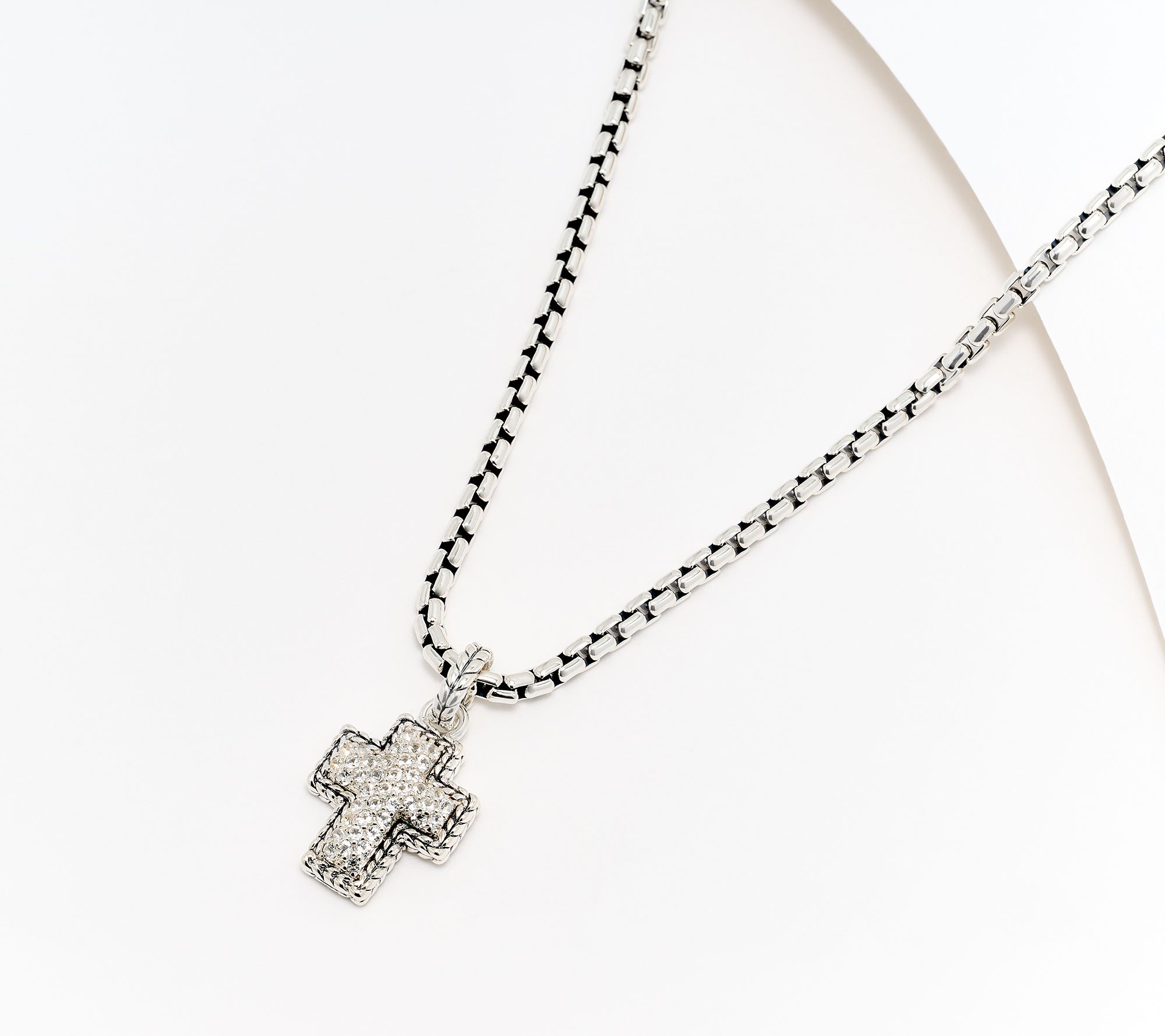 JAI Sterling Silver Pave Gemstone Symbols of Love Charm Necklace