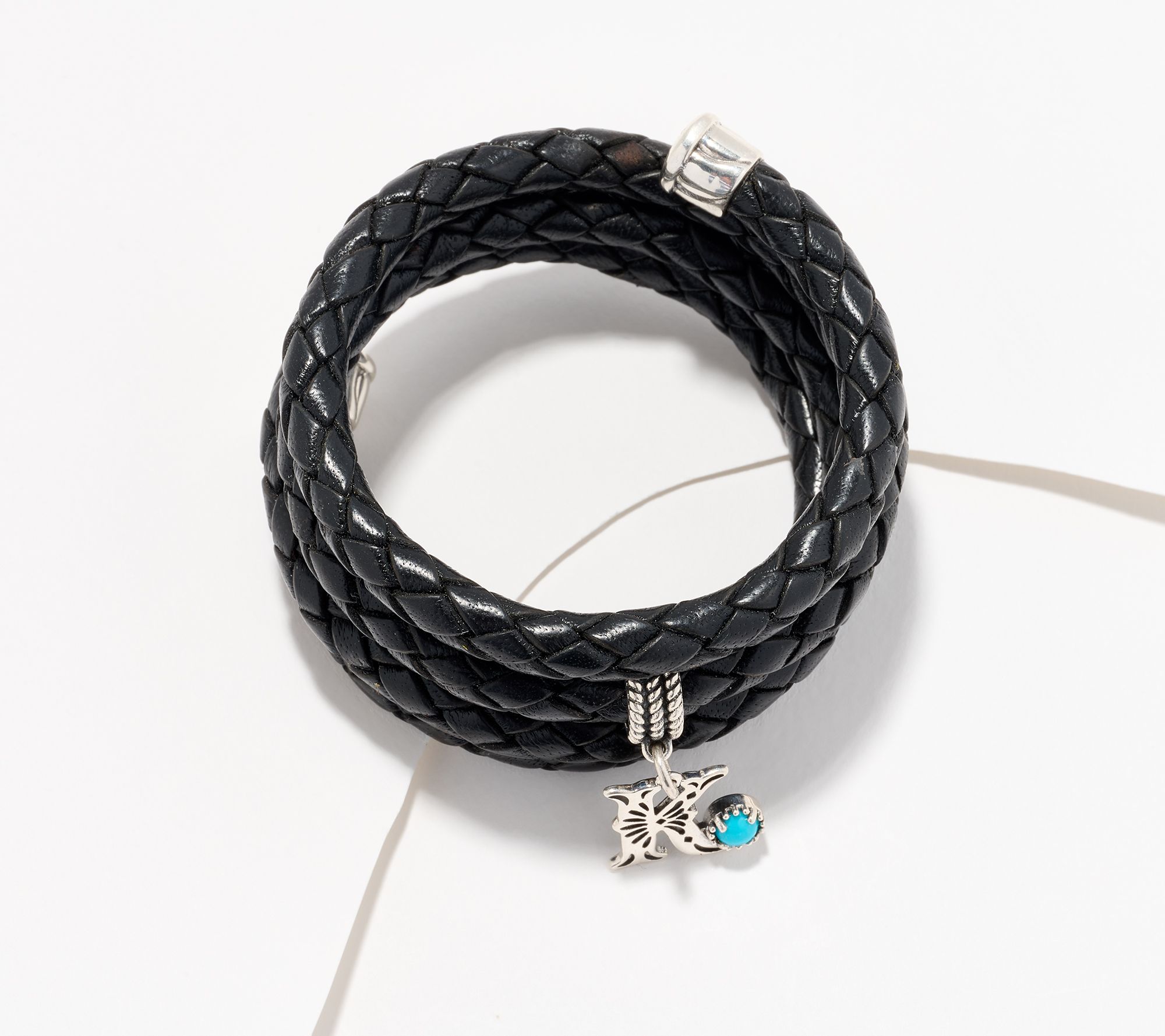 American West Sleeping Beauty Turquoise Leather Initial Coil Bracelet