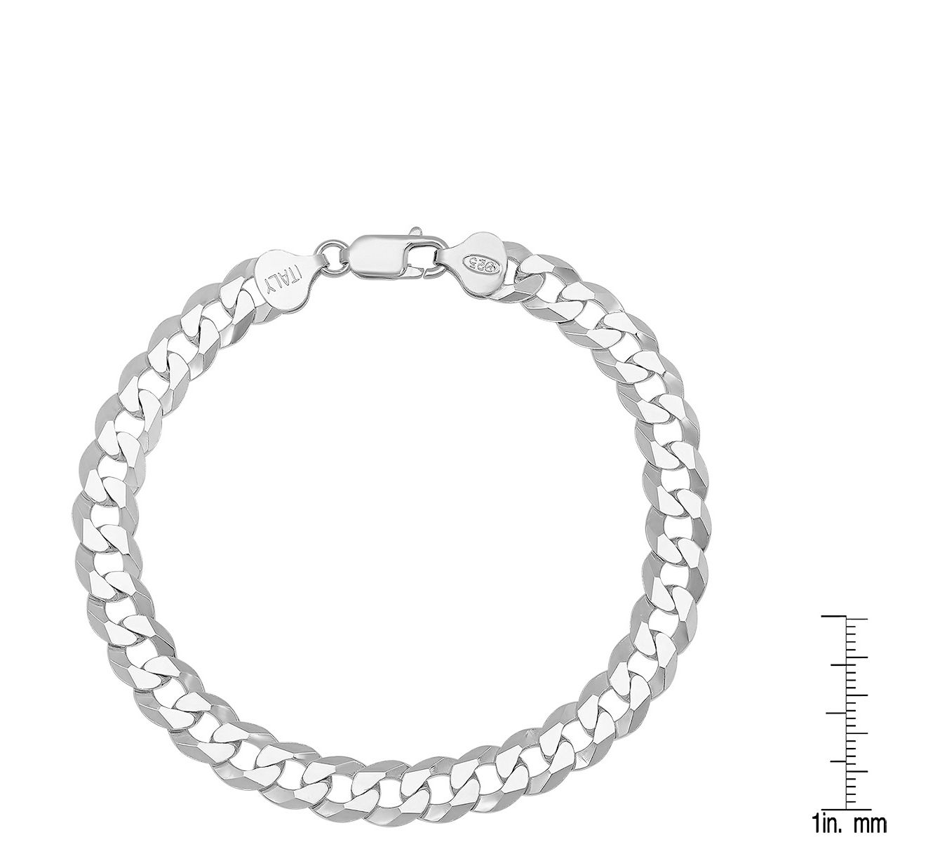 Silver Style Diamond Cut Curb Link Bracelet, Sterling
