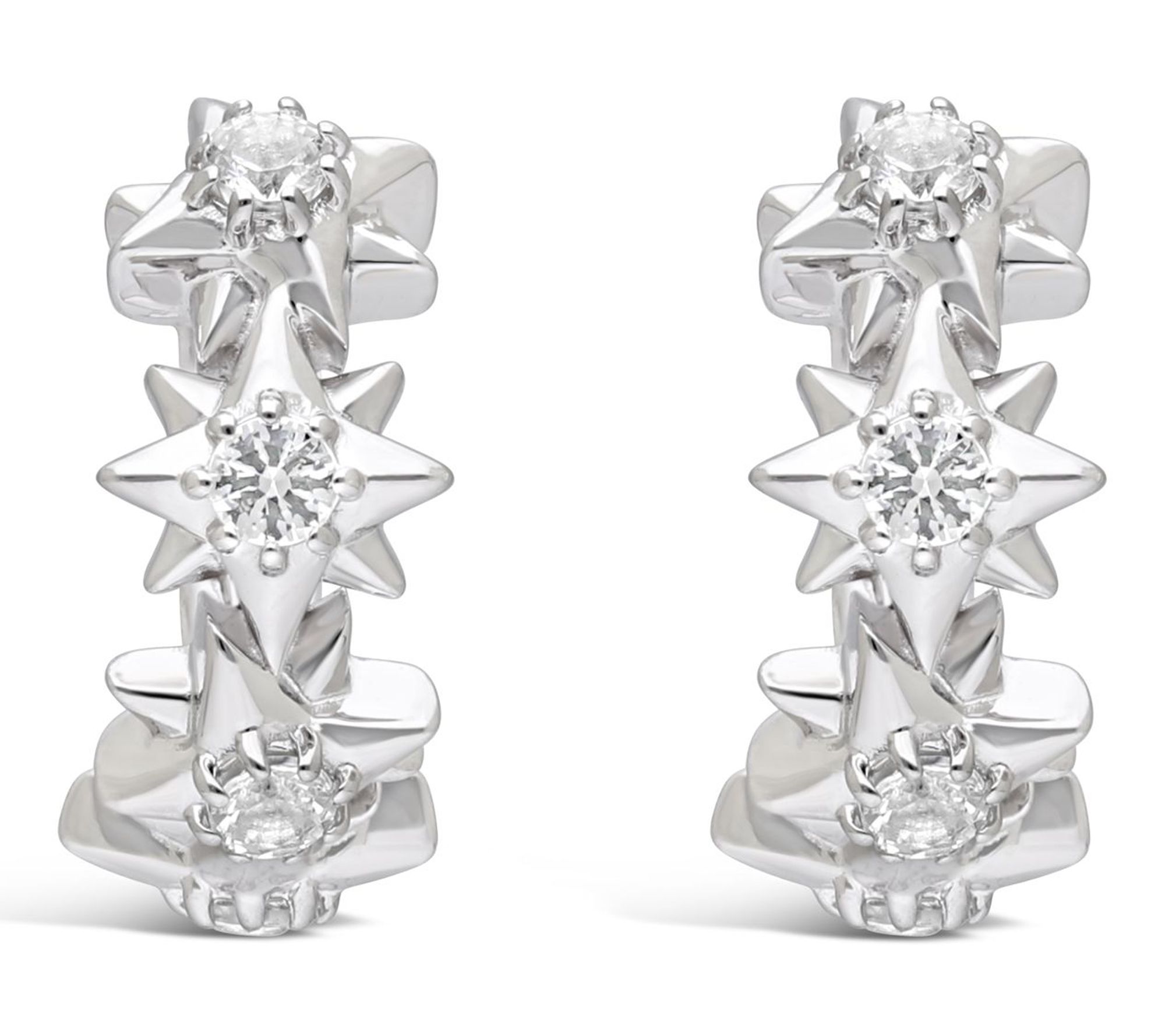 Margo Manhattan Sterling White Topaz StarlightHoop Earrings