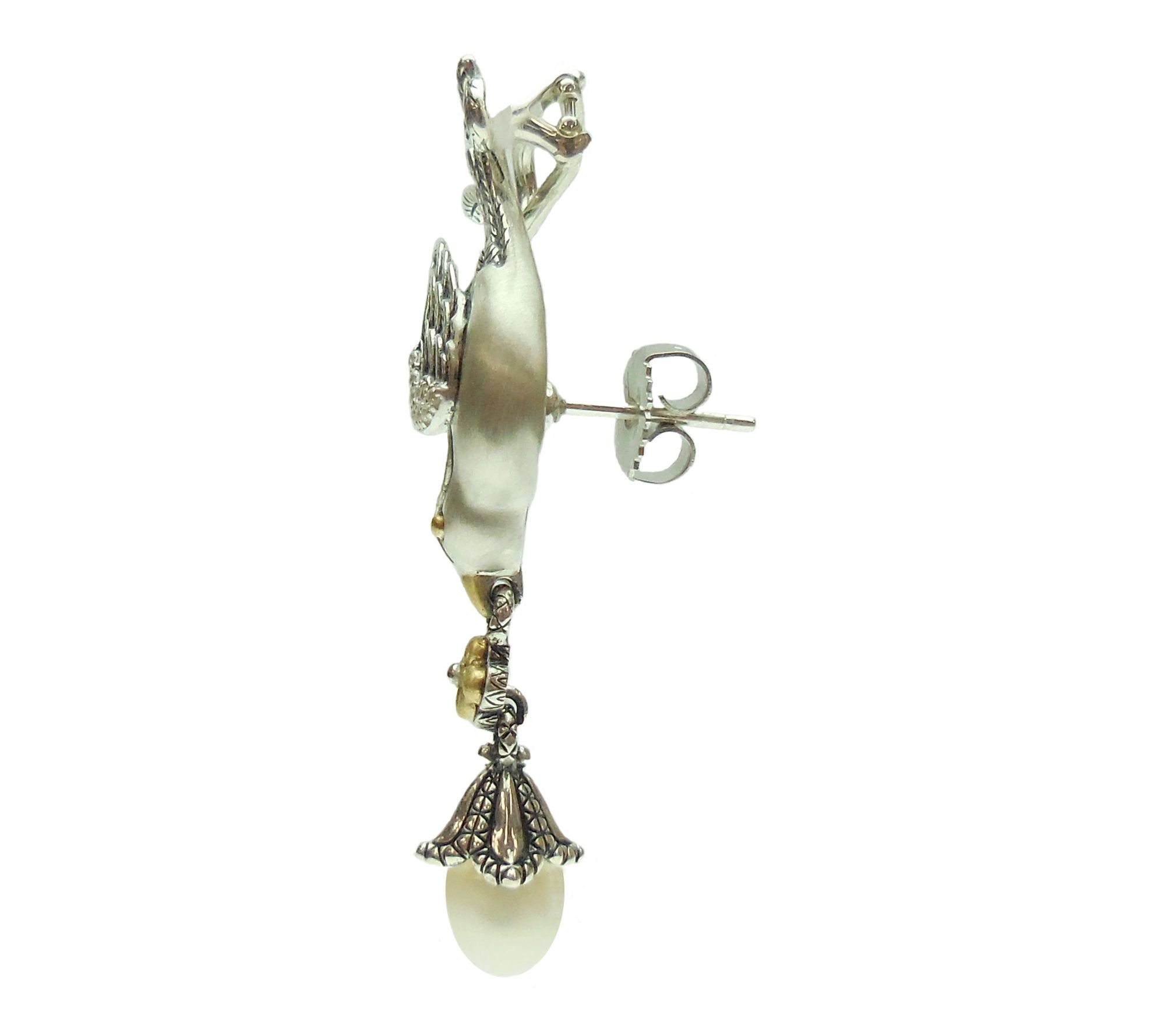 Barbara Bixby Sterling & 18K Cultured Pearl Sparrow Earrings