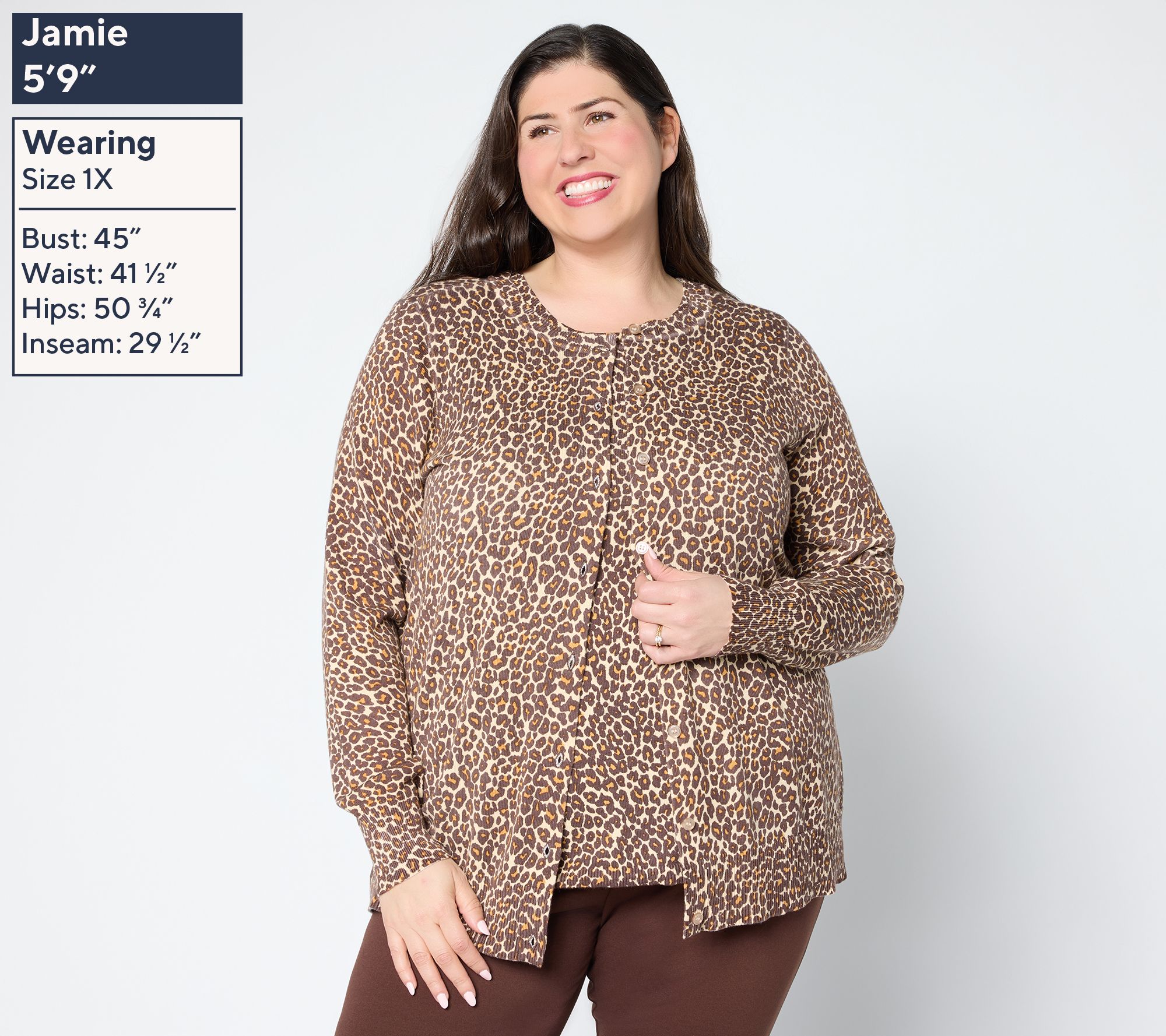 Joan Rivers Printed Leopard Button Front Cardigan