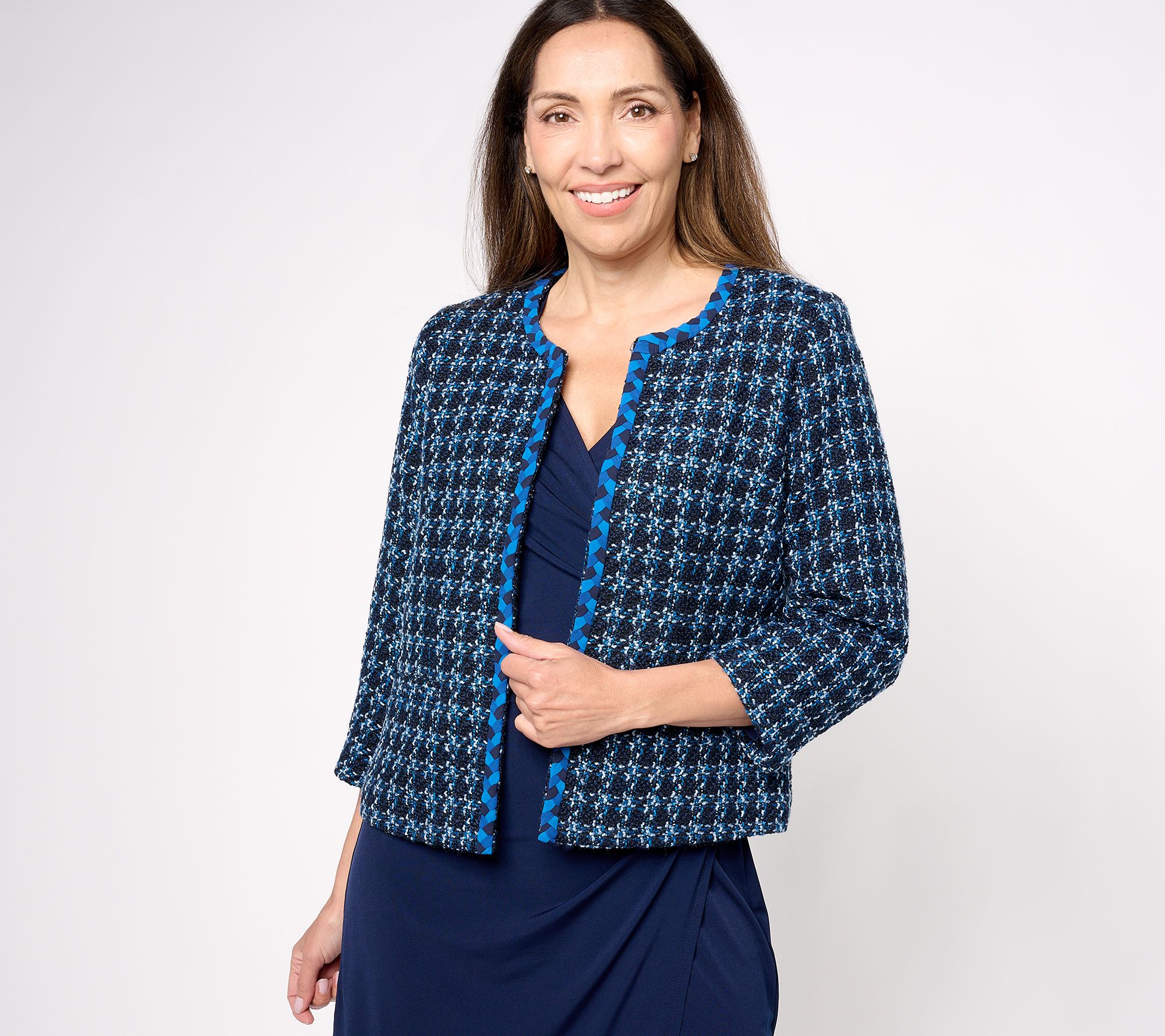 Isaac Mizrahi Live! Tweed Bracelet Sleeve Jacket