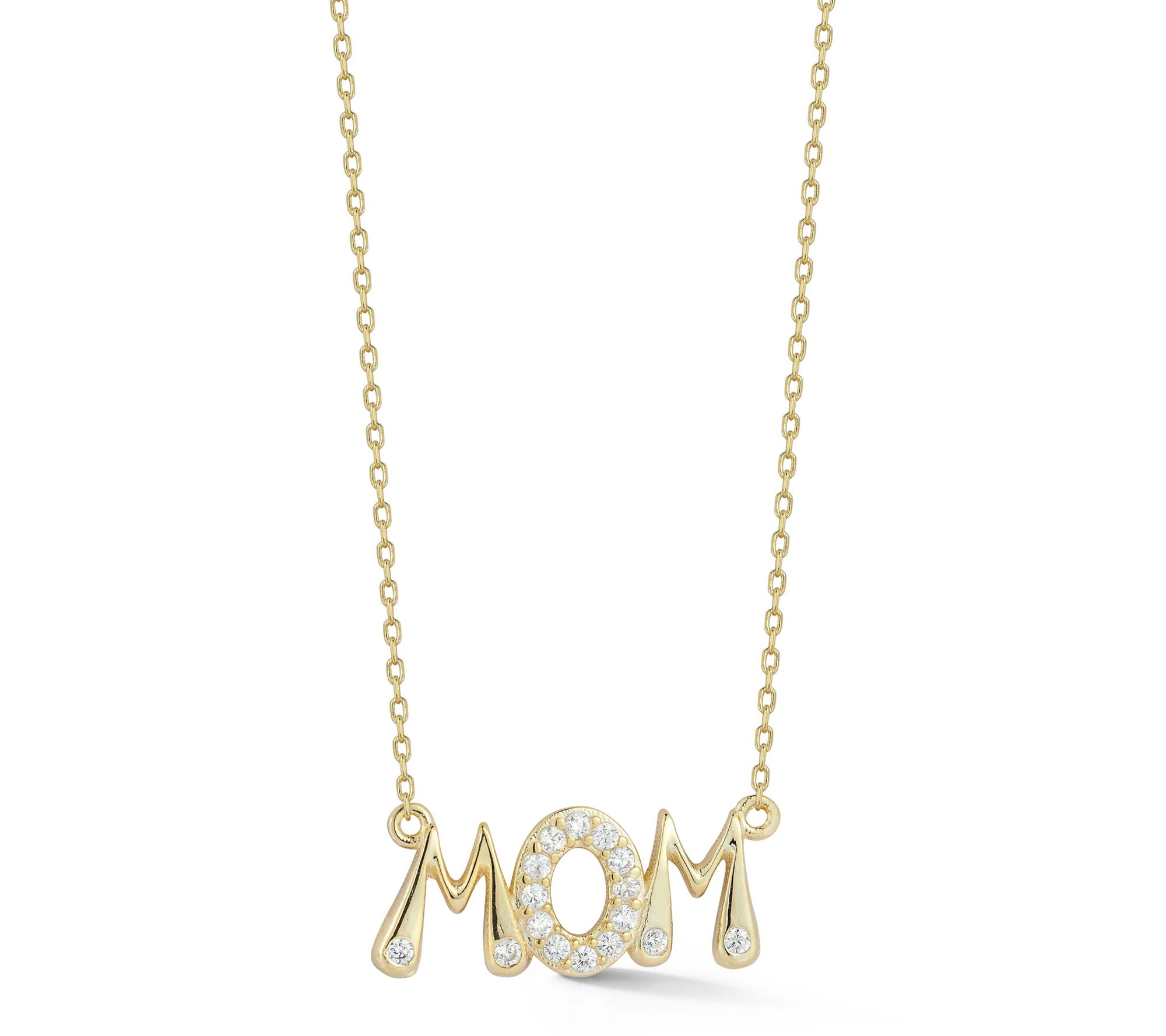 Sterlina Silver Pave Mom Necklace, Sterling