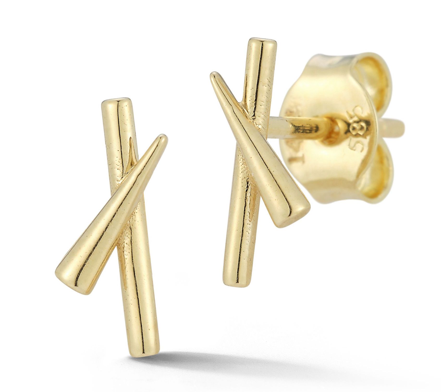 Luminosa Gold X Drumstick Stud Earrings, 14K