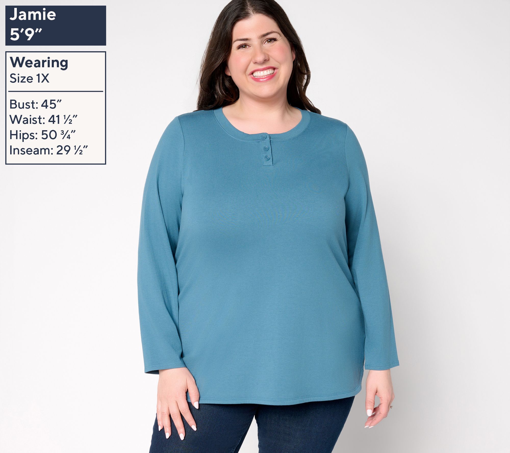 Denim & Co. Essentials Regular Perfect Jersey Henley Tunic