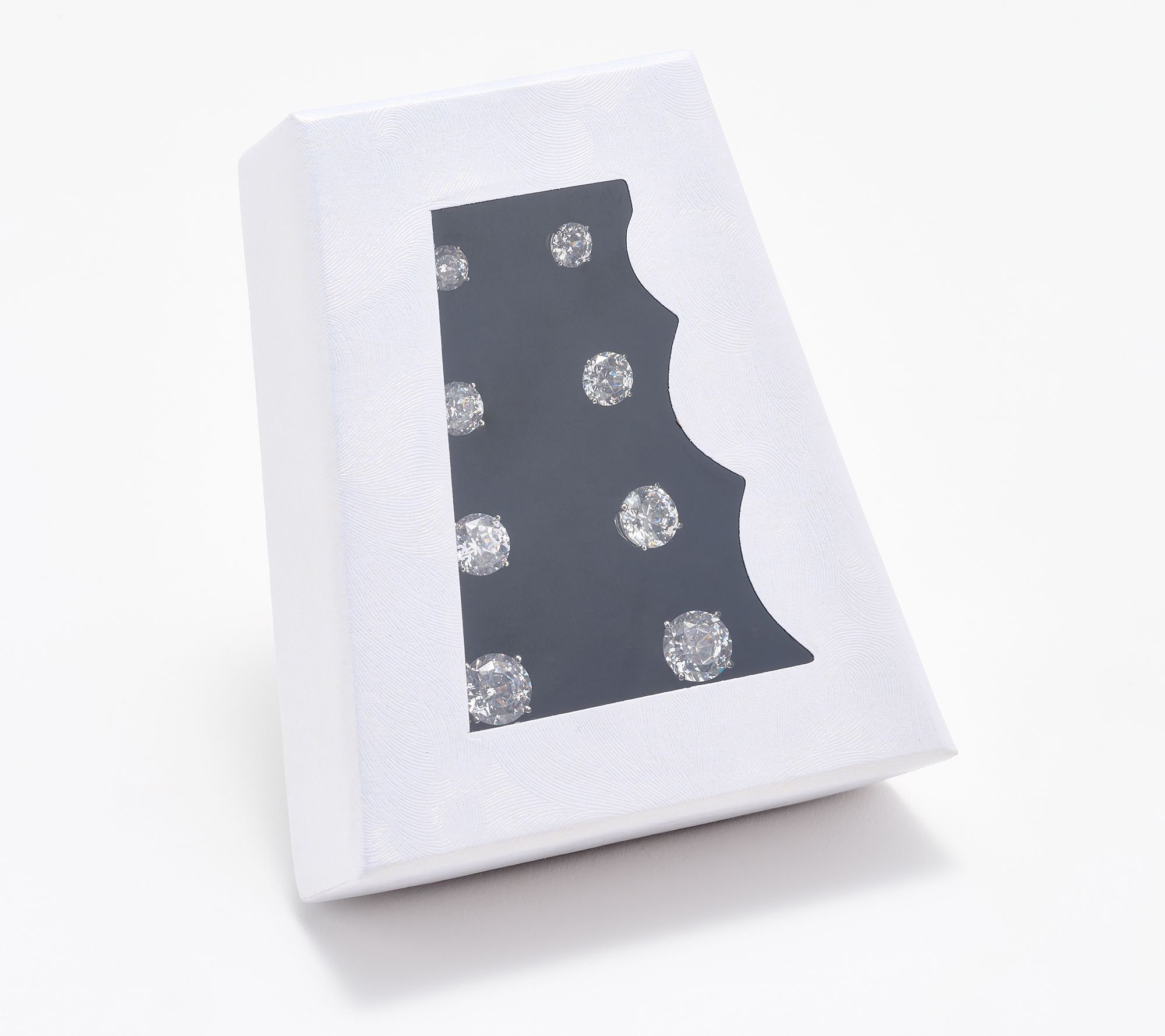 Diamonique Classics Set of 4 100 Facet Stud Earrings, Sterl