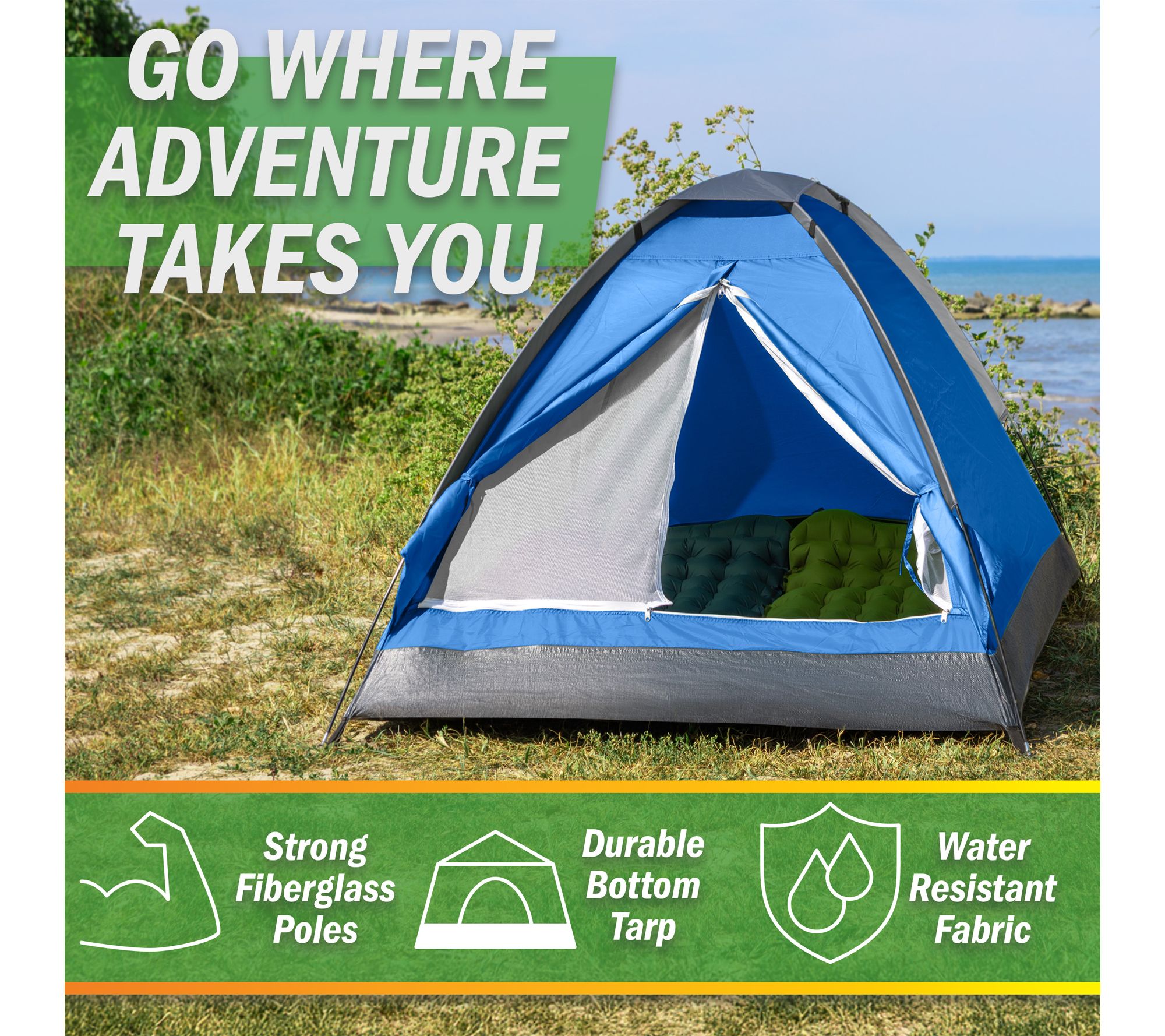 Wakeman 2 Person Camping Pop Up Tent w/ Rain Fly Lightweight