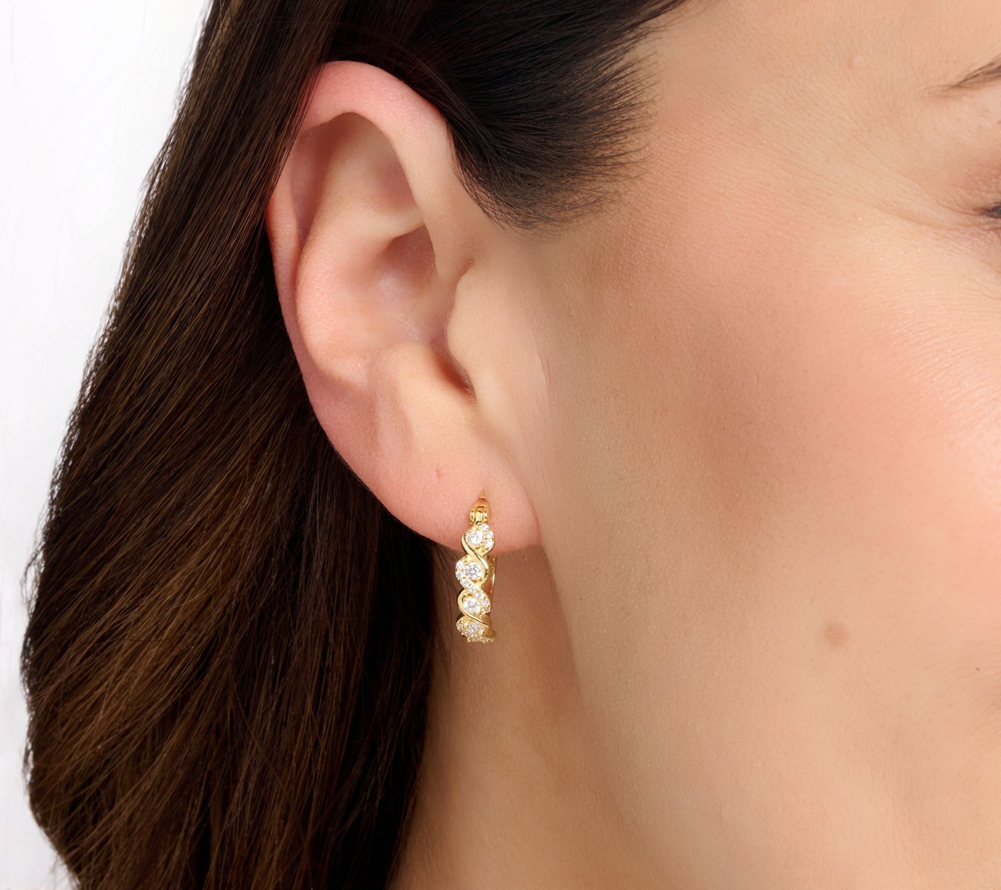 Diamonique Cascading Hoop Earrings, Sterling Silver