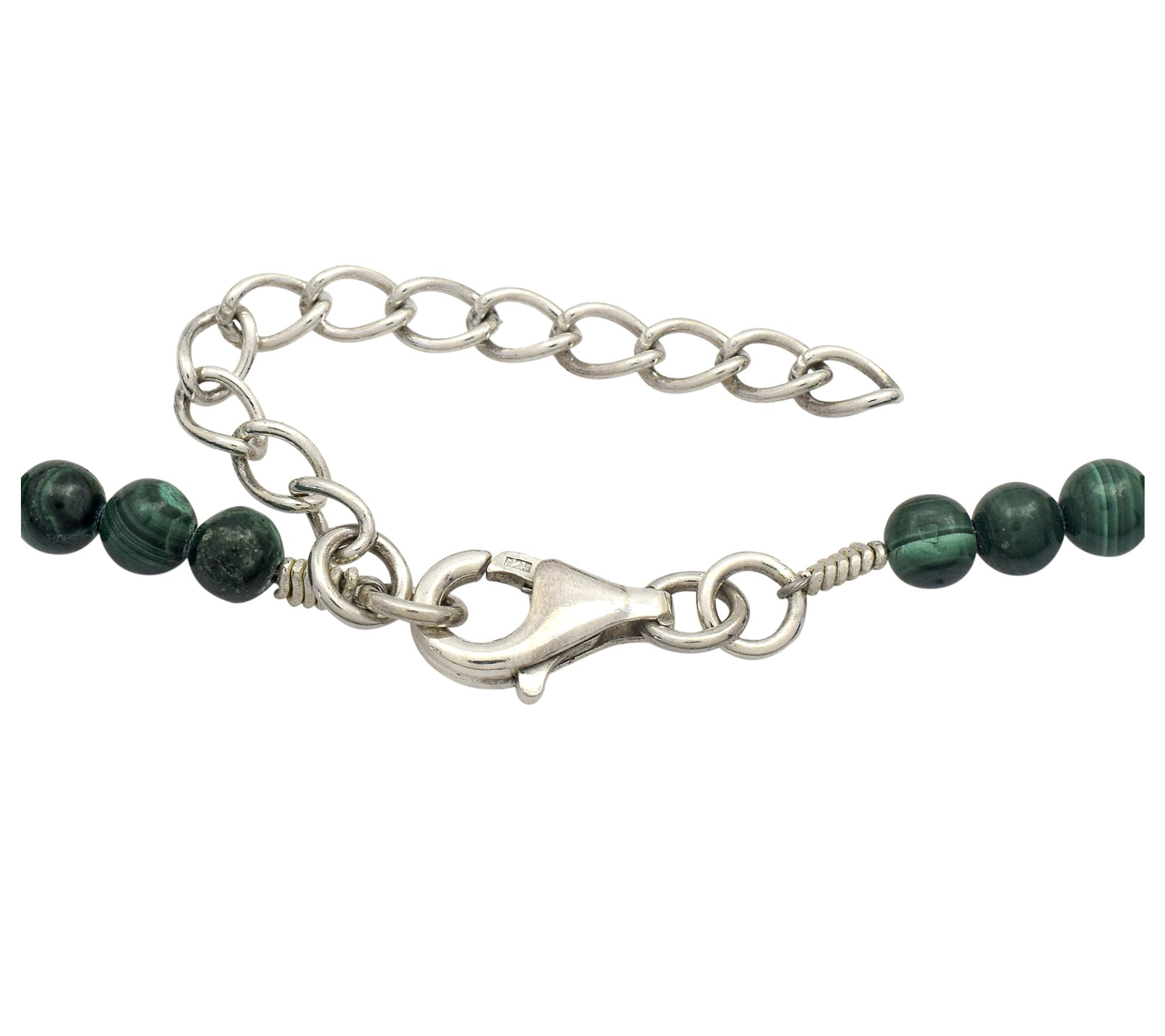Affinity Gems Malachite Beaded Necklace, Sterling