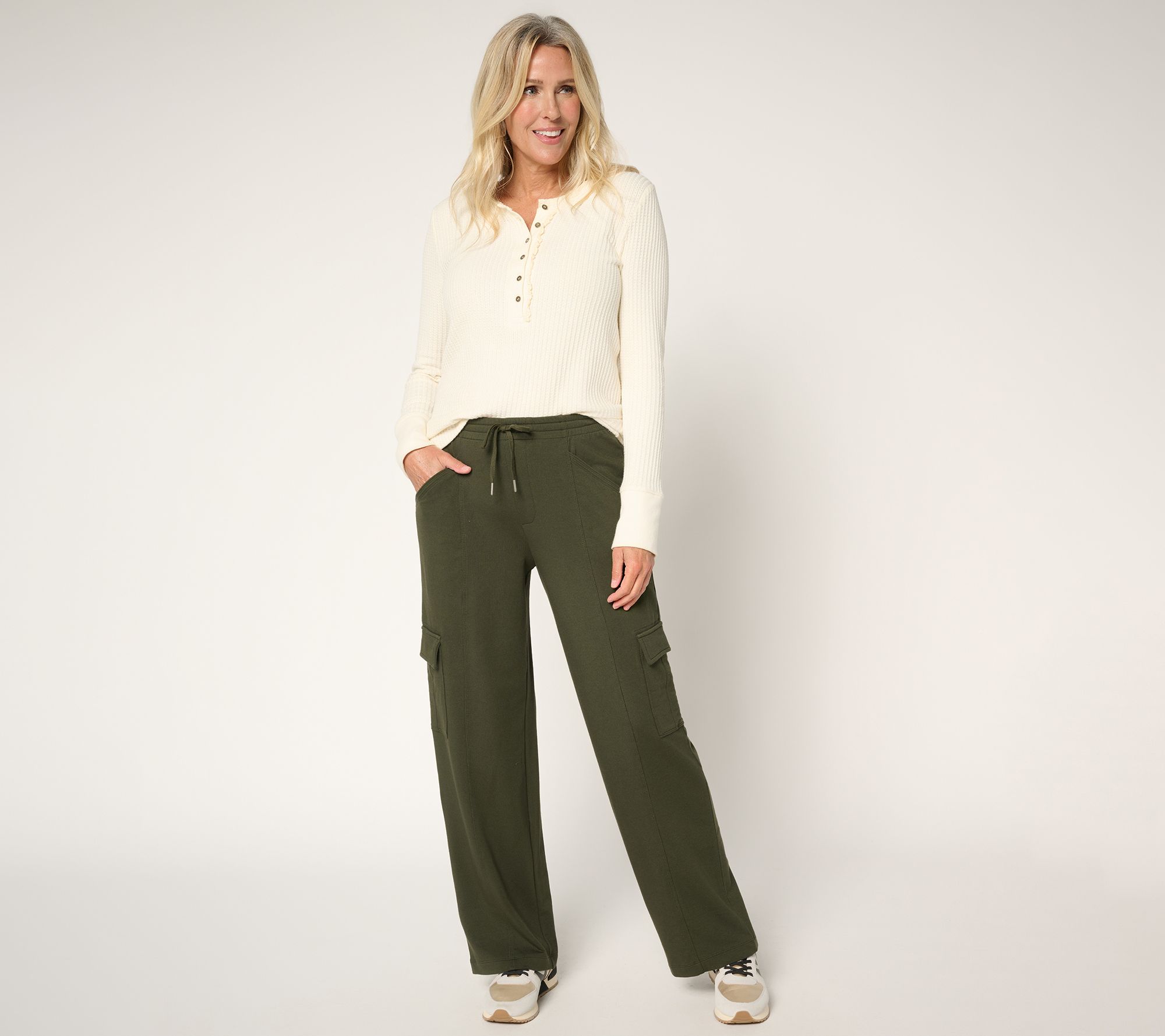 AnyBody Regular Cozy Knit French Terry Cargo Pants