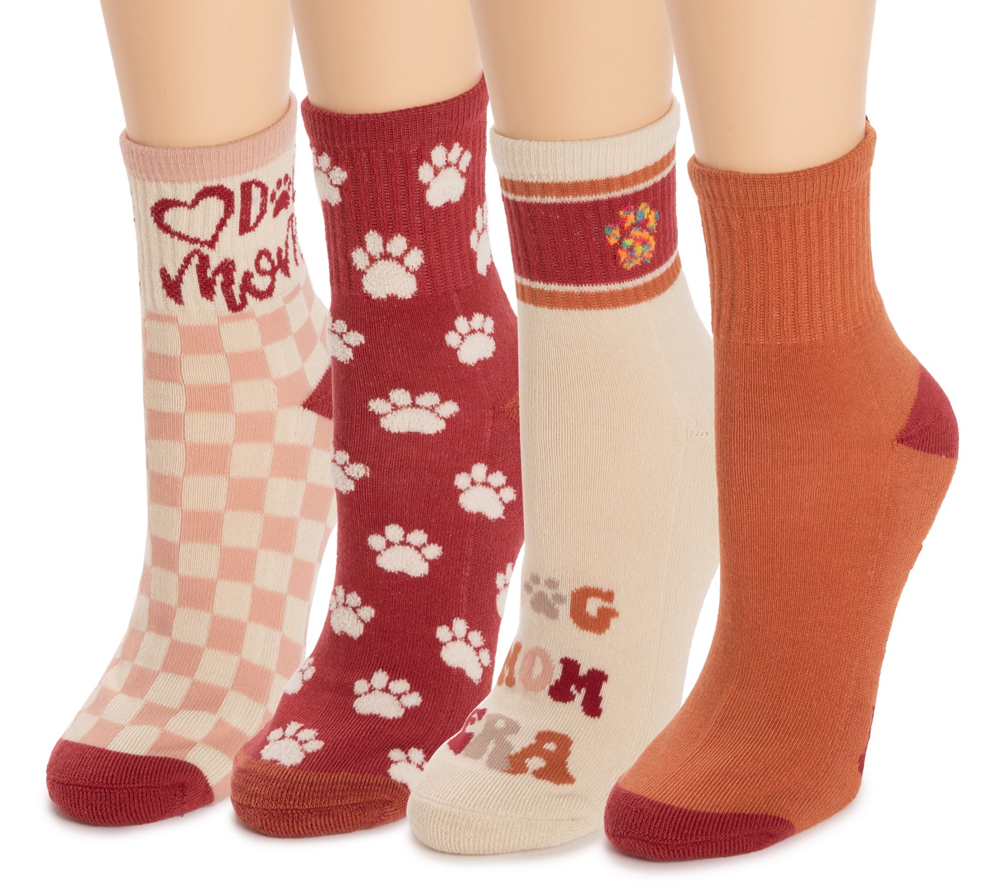 MUK LUKS Set of 4 Novelty Quarter Socks