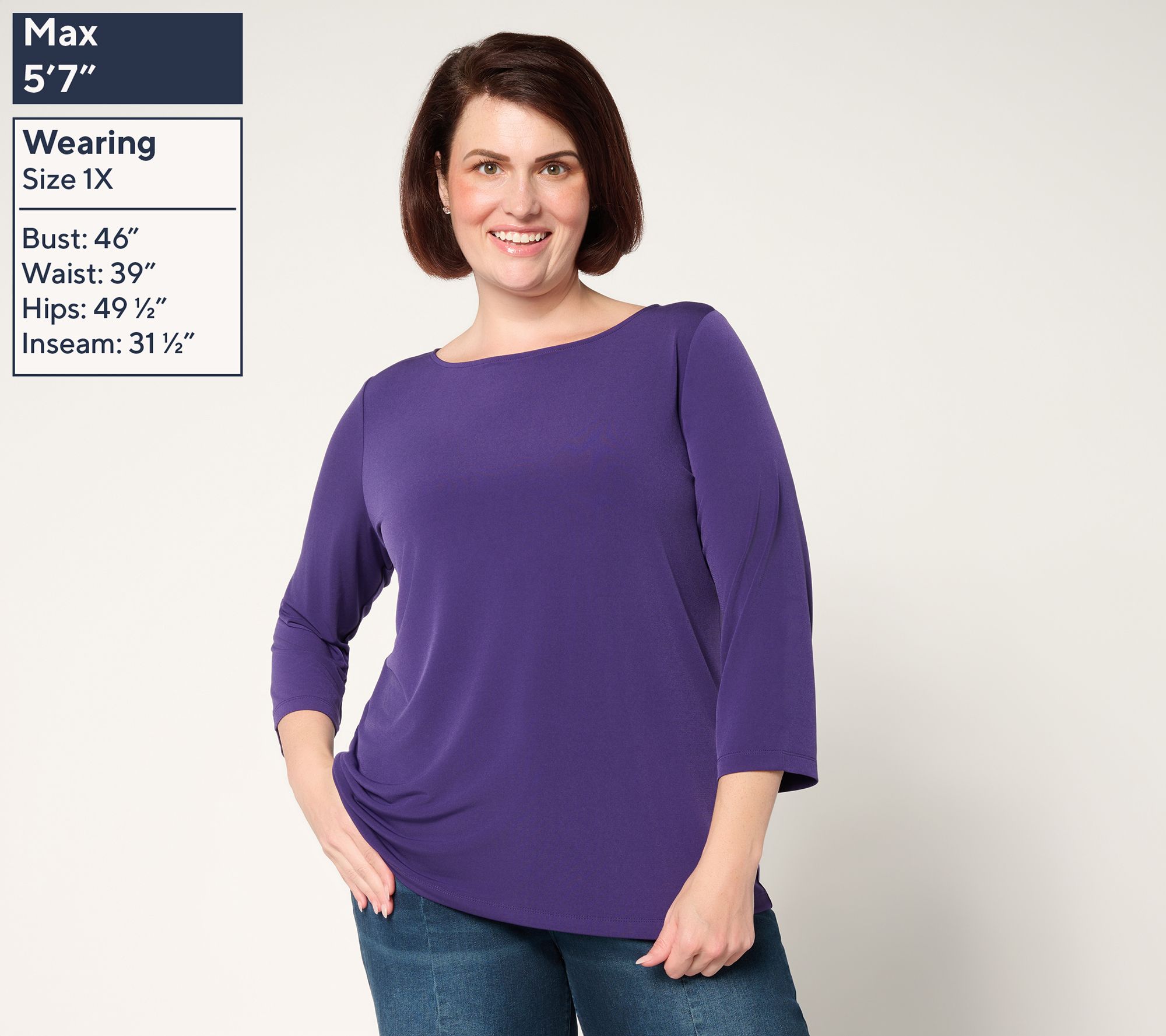 Susan Graver Sleek Essentials Liquid Knit Bateau Neck Top