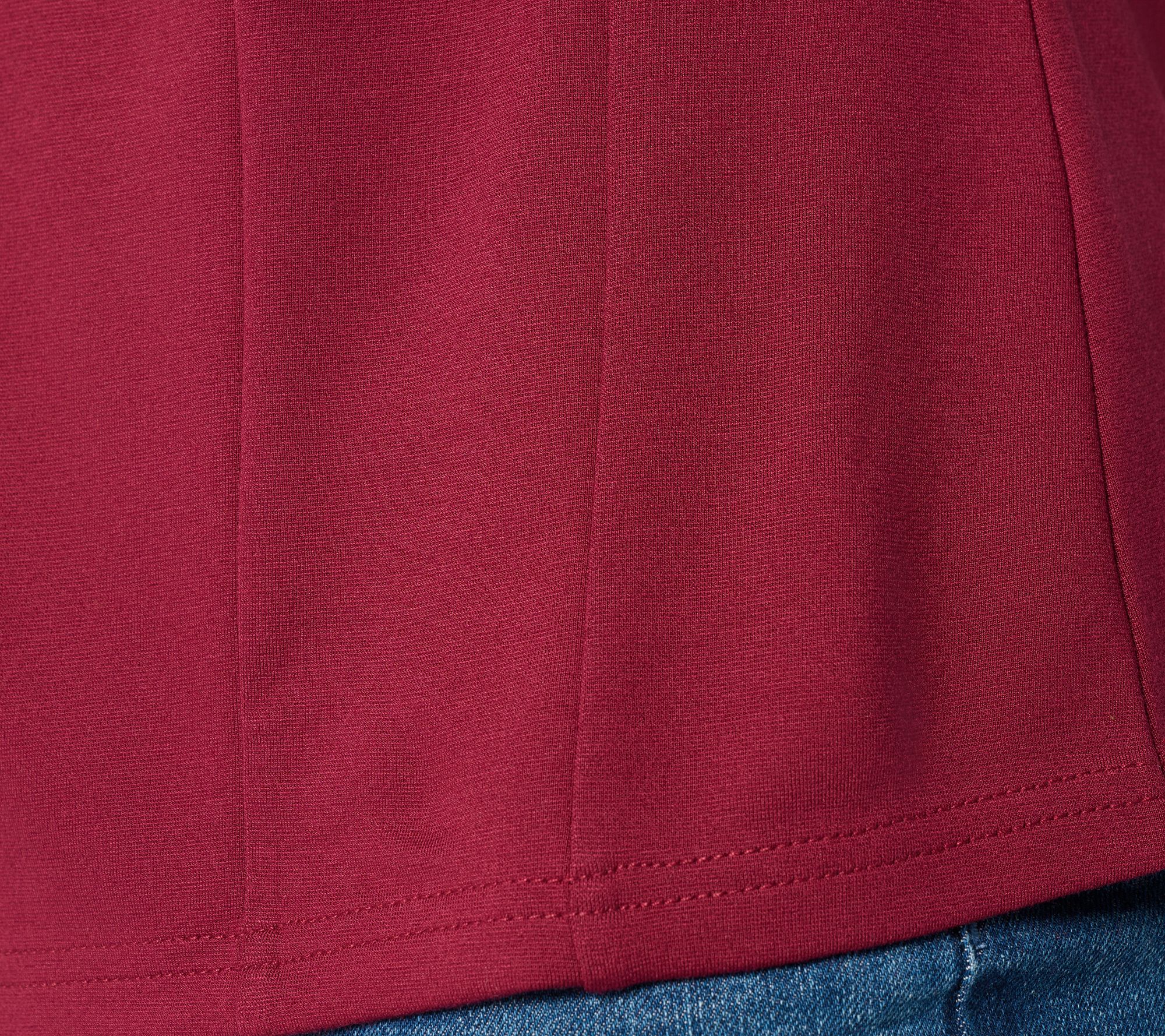 BEAUTIFUL by Lawrence Zarian Silky Ponte Seam Detail Crew Neck Top