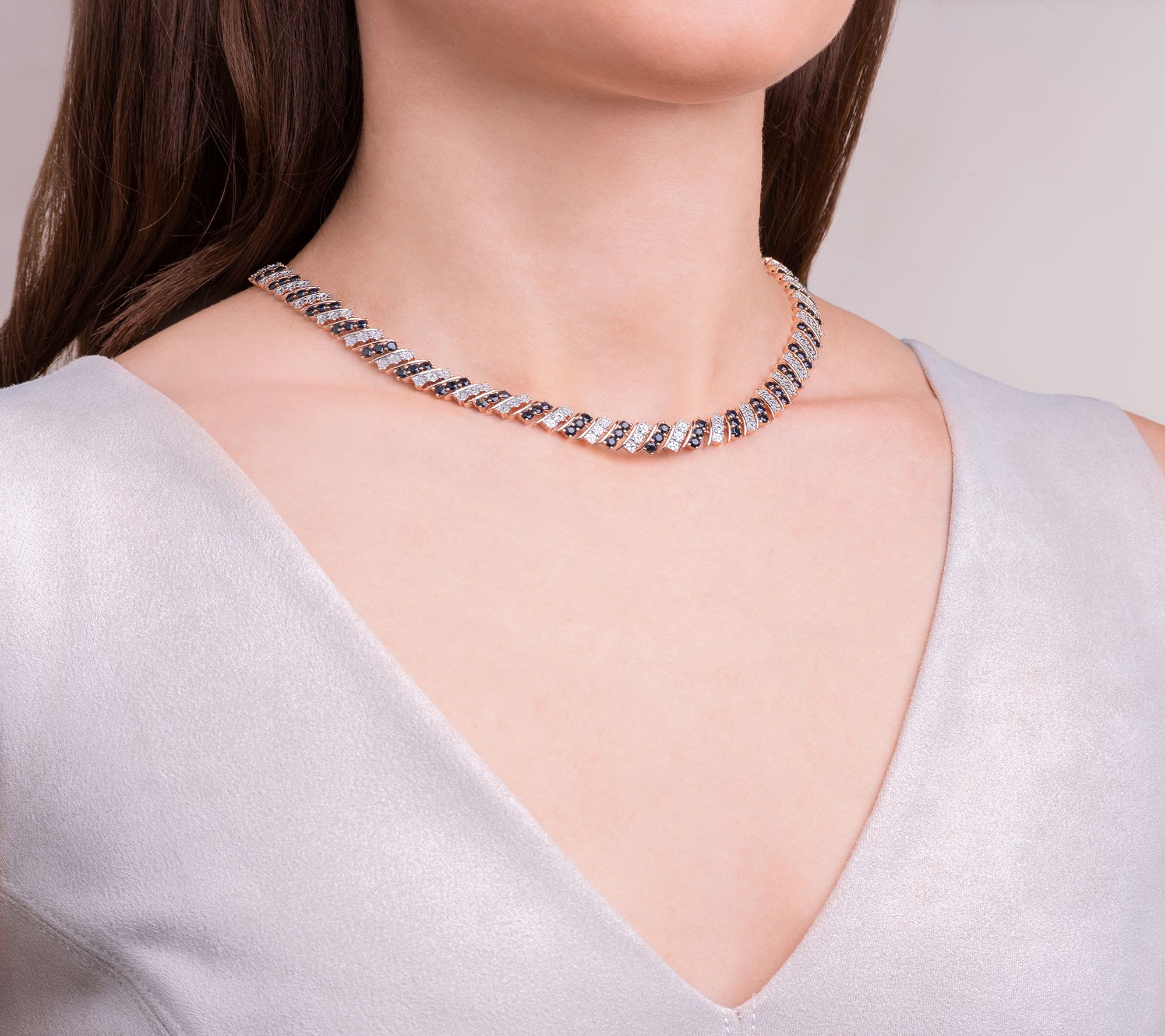 Affinity Gems Sapphire & Diamond Necklace, 18KRose Plated